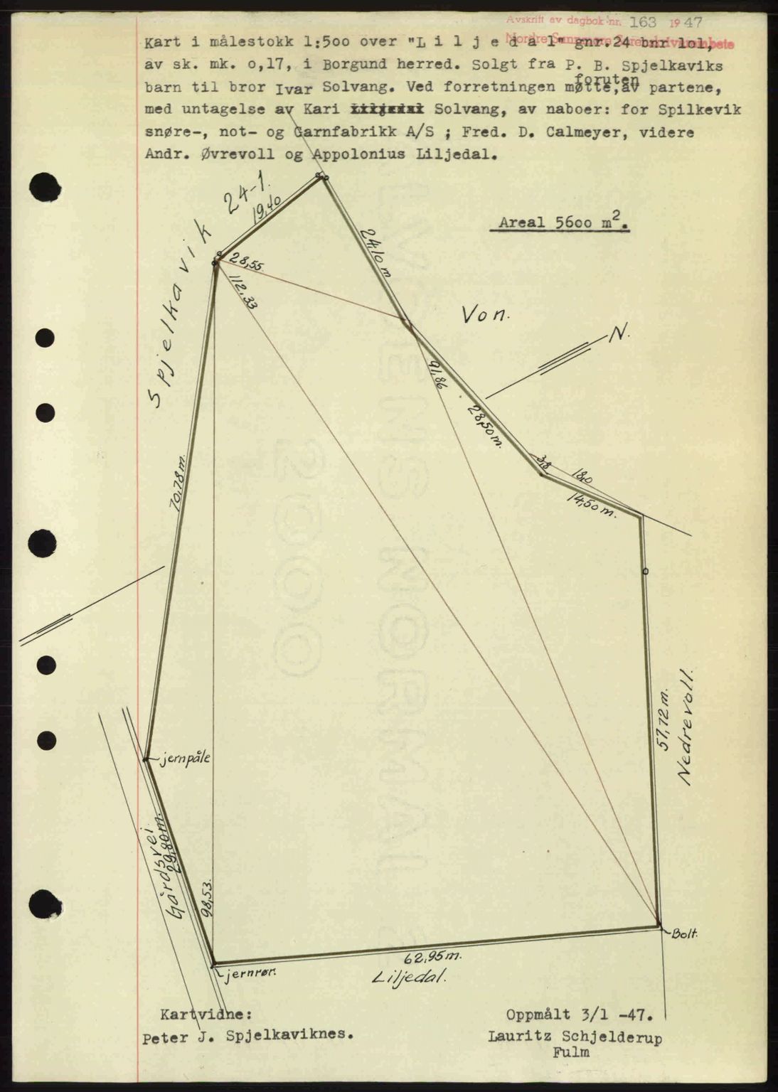 Nordre Sunnmøre sorenskriveri, AV/SAT-A-0006/1/2/2C/2Ca: Pantebok nr. A23, 1946-1947, Dagboknr: 163/1947