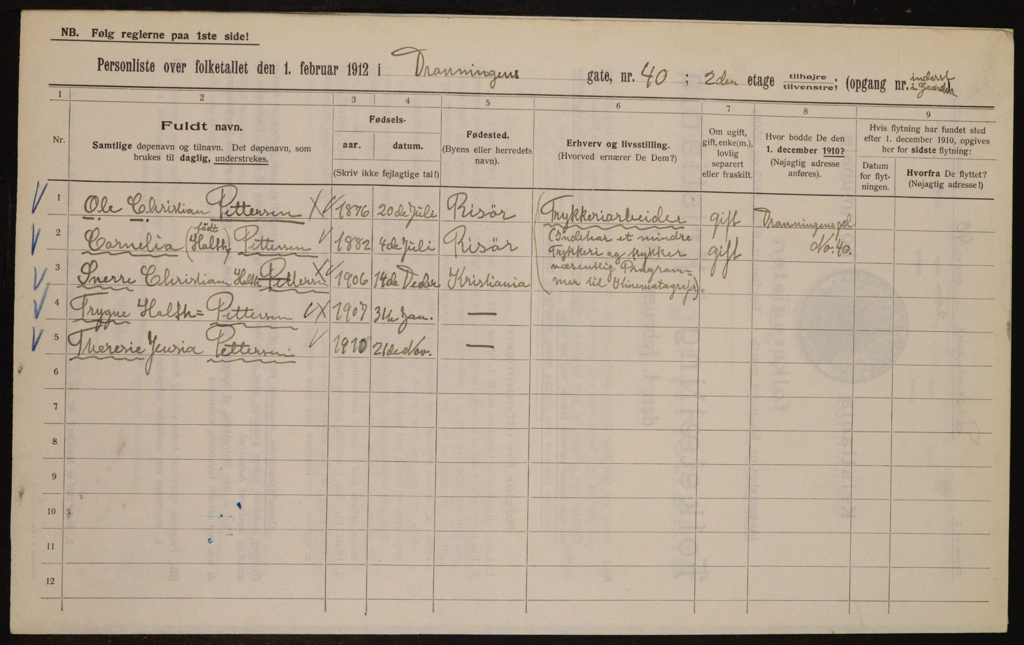 OBA, Kommunal folketelling 1.2.1912 for Kristiania, 1912, s. 17330