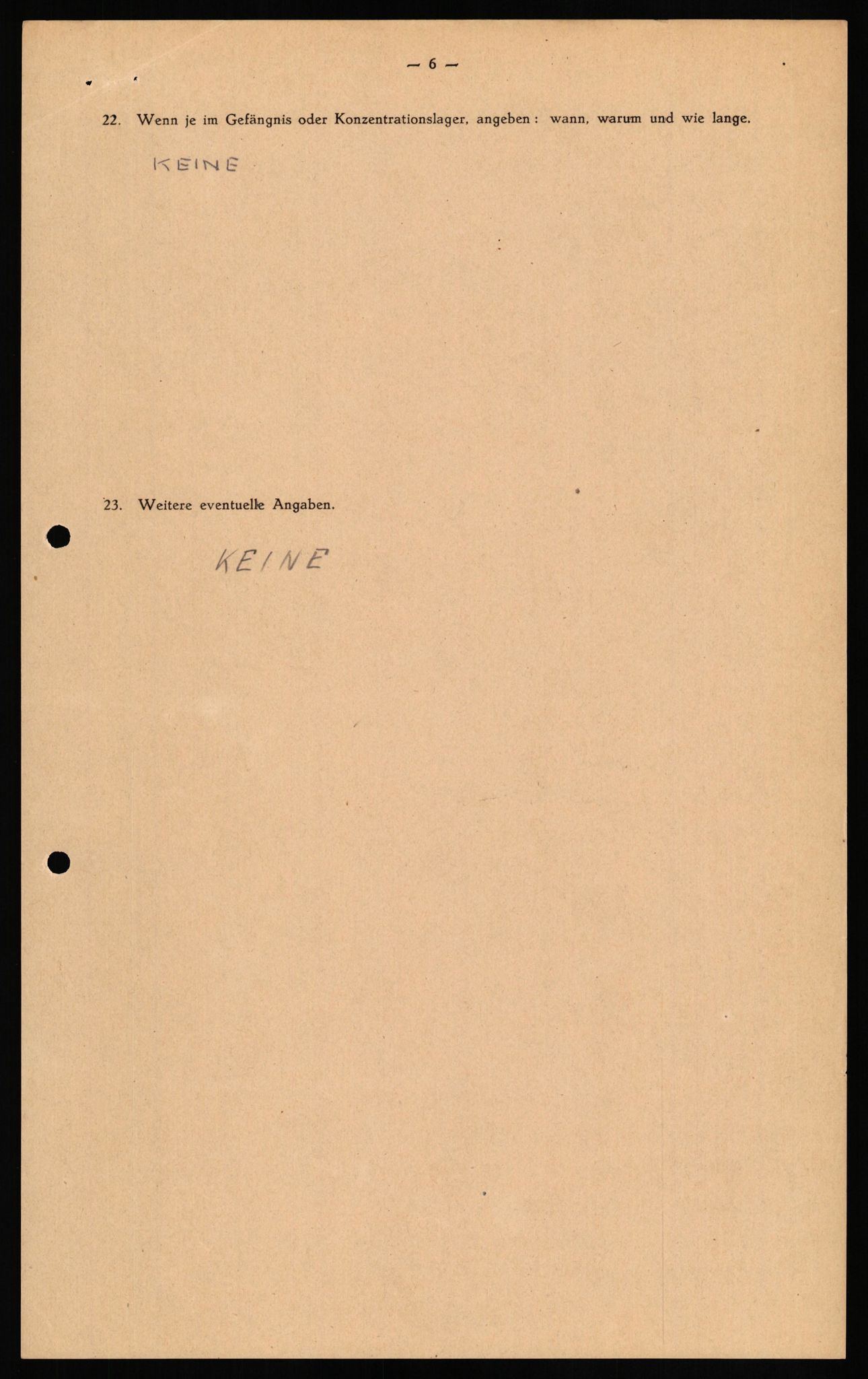 Forsvaret, Forsvarets overkommando II, RA/RAFA-3915/D/Db/L0031: CI Questionaires. Tyske okkupasjonsstyrker i Norge. Tyskere., 1945-1946, s. 15