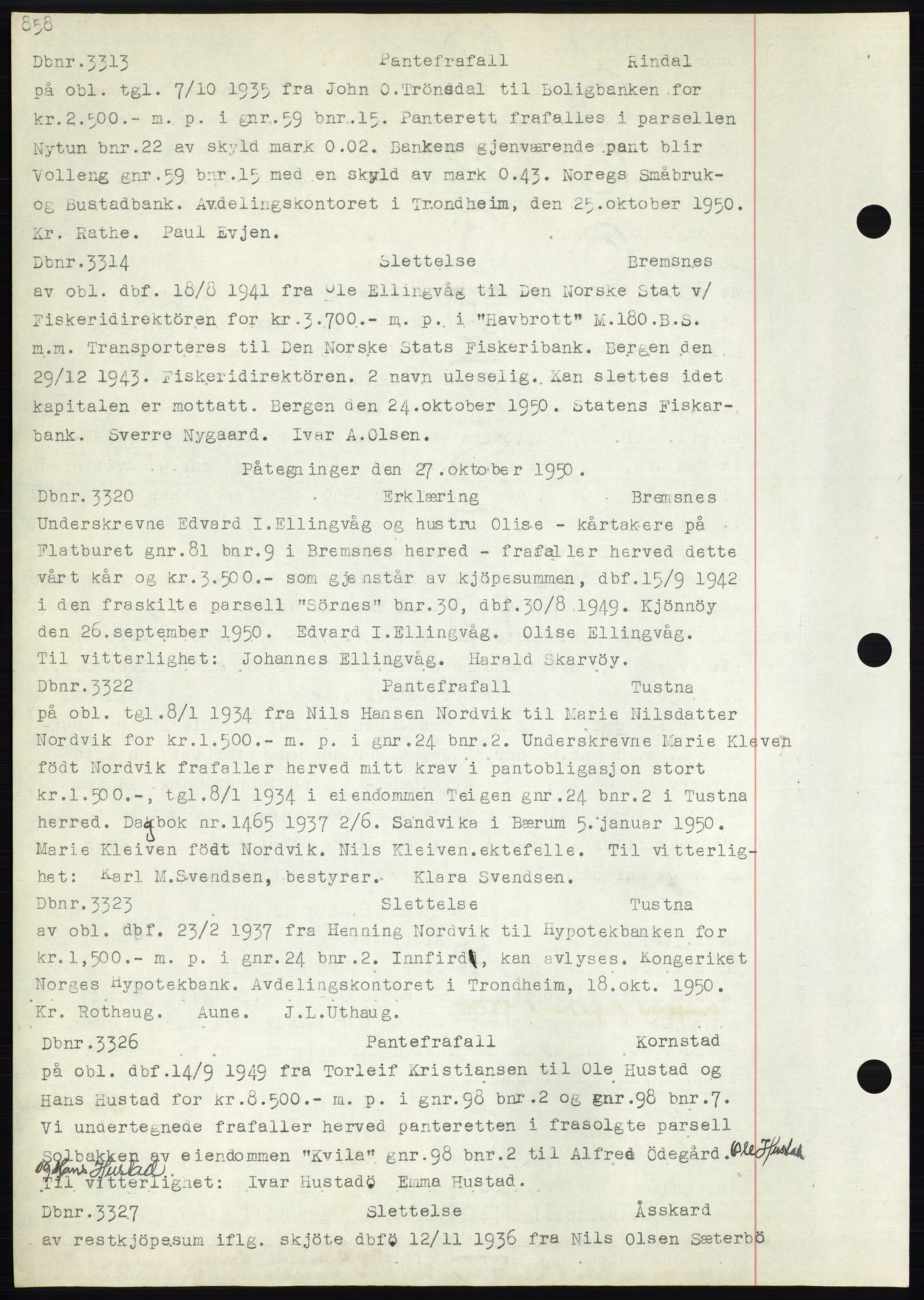 Nordmøre sorenskriveri, SAT/A-4132/1/2/2Ca: Pantebok nr. C82b, 1946-1951, Dagboknr: 3313/1950