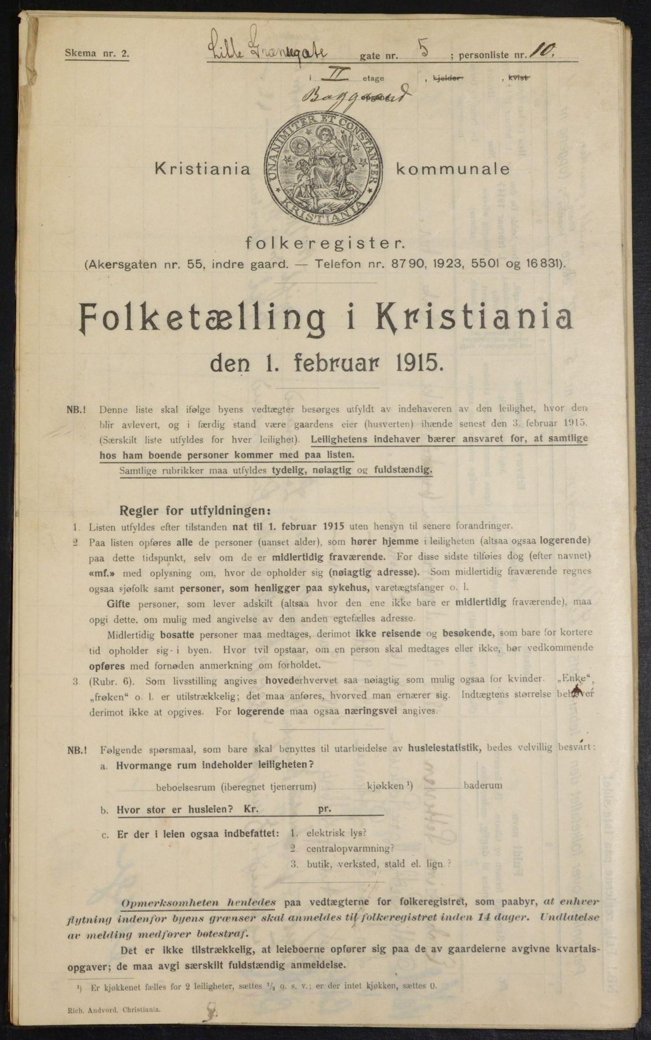 OBA, Kommunal folketelling 1.2.1915 for Kristiania, 1915, s. 57040