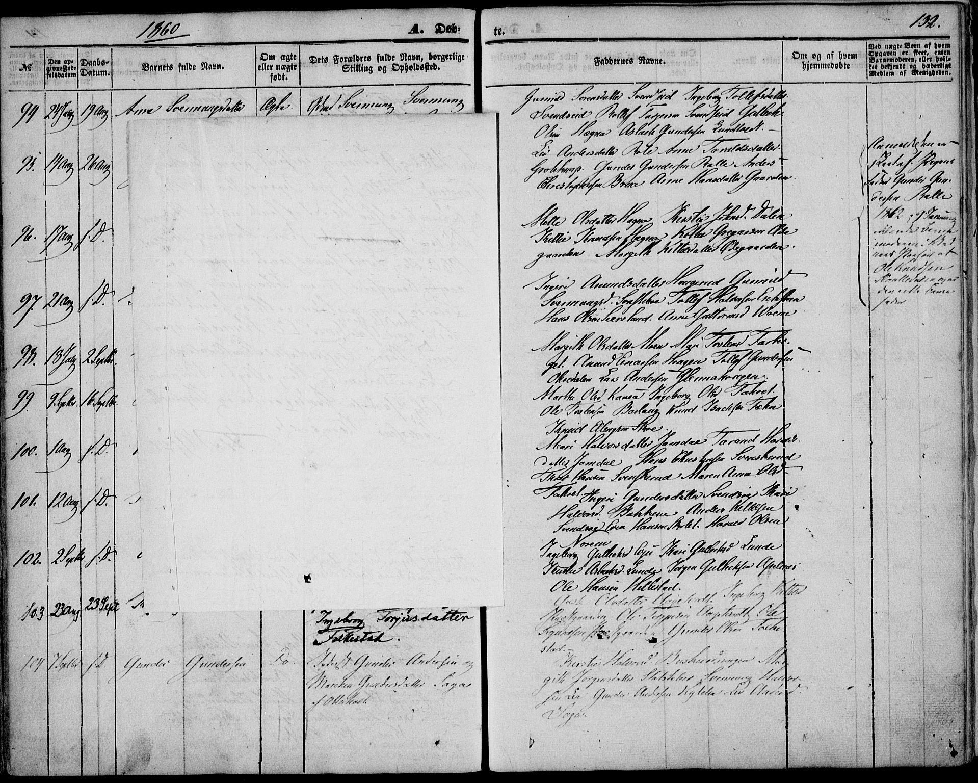 Bø kirkebøker, AV/SAKO-A-257/F/Fa/L0008: Ministerialbok nr. 8, 1849-1861, s. 132
