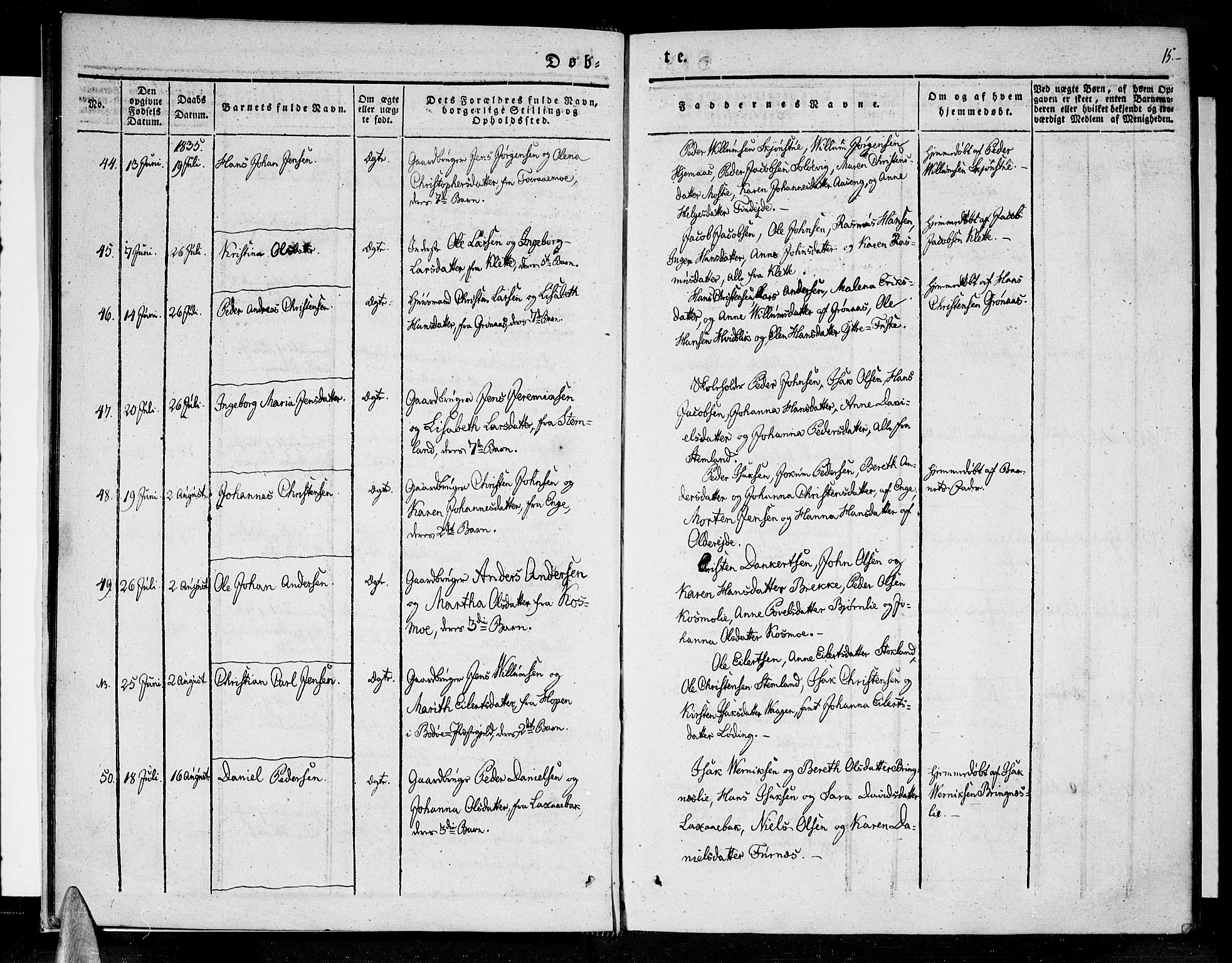 Ministerialprotokoller, klokkerbøker og fødselsregistre - Nordland, AV/SAT-A-1459/852/L0737: Ministerialbok nr. 852A07, 1833-1849, s. 15