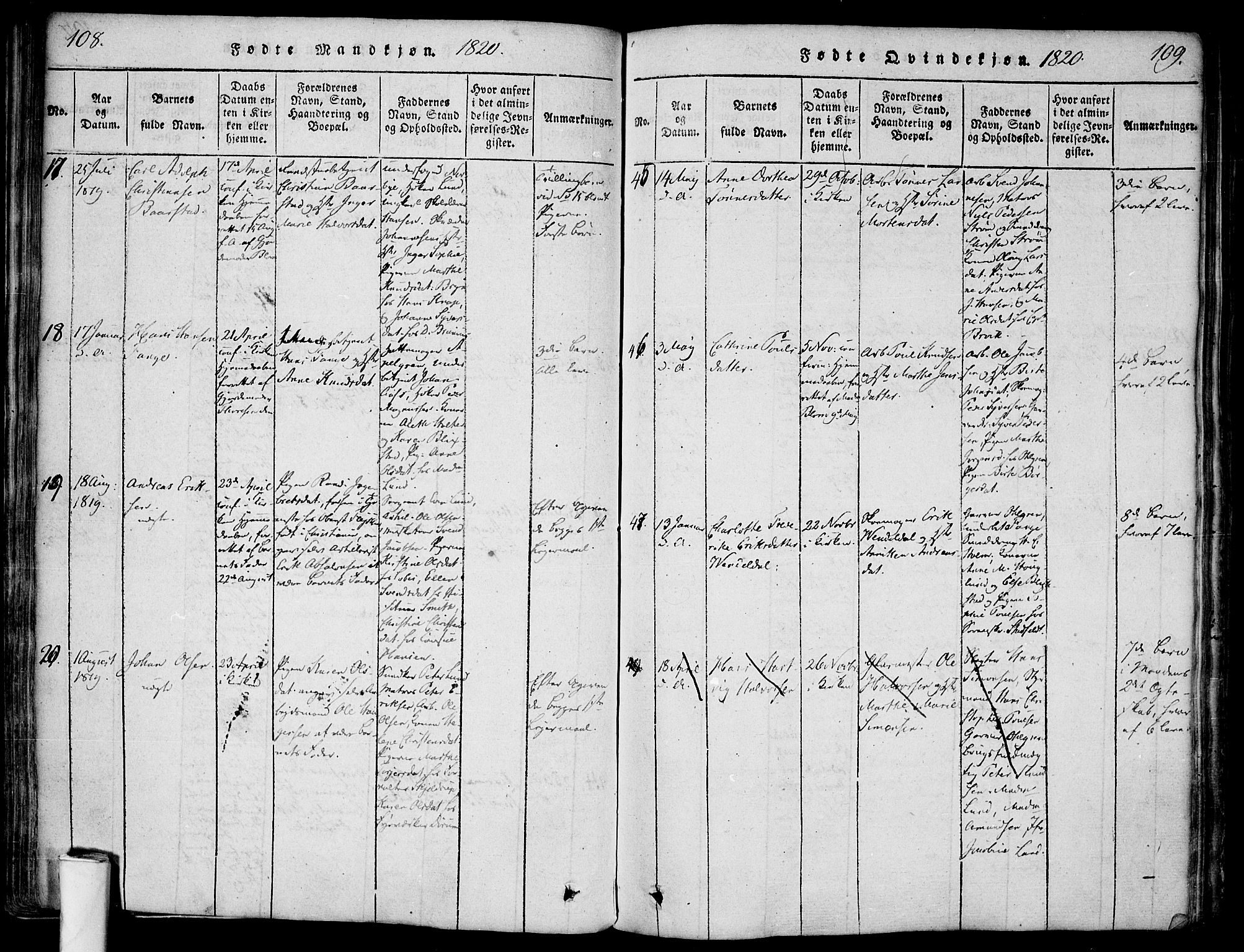 Halden prestekontor Kirkebøker, AV/SAO-A-10909/F/Fa/L0003: Ministerialbok nr. I 3, 1815-1834, s. 108-109