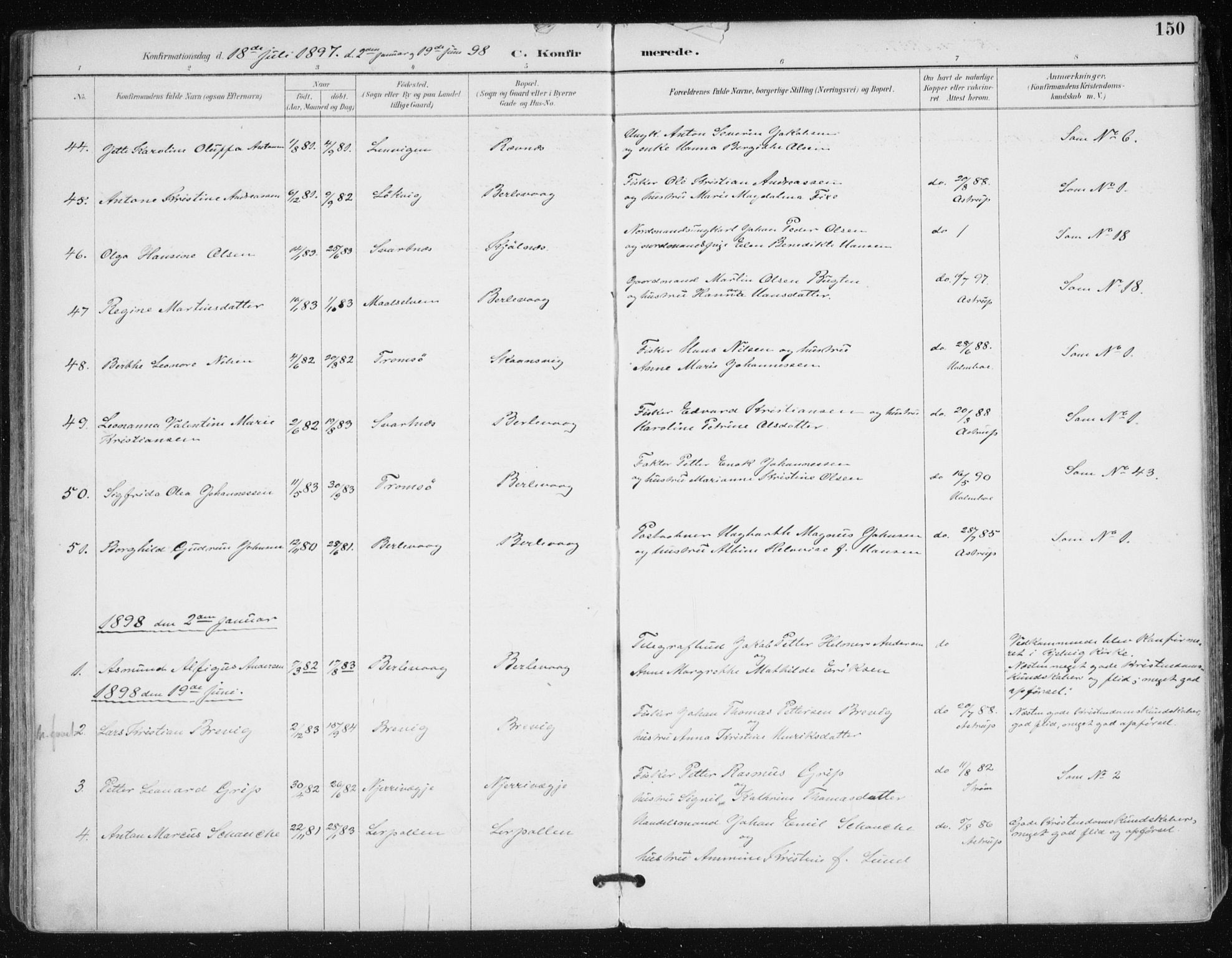 Tana sokneprestkontor, AV/SATØ-S-1334/H/Ha/L0005kirke: Ministerialbok nr. 5, 1891-1903, s. 150