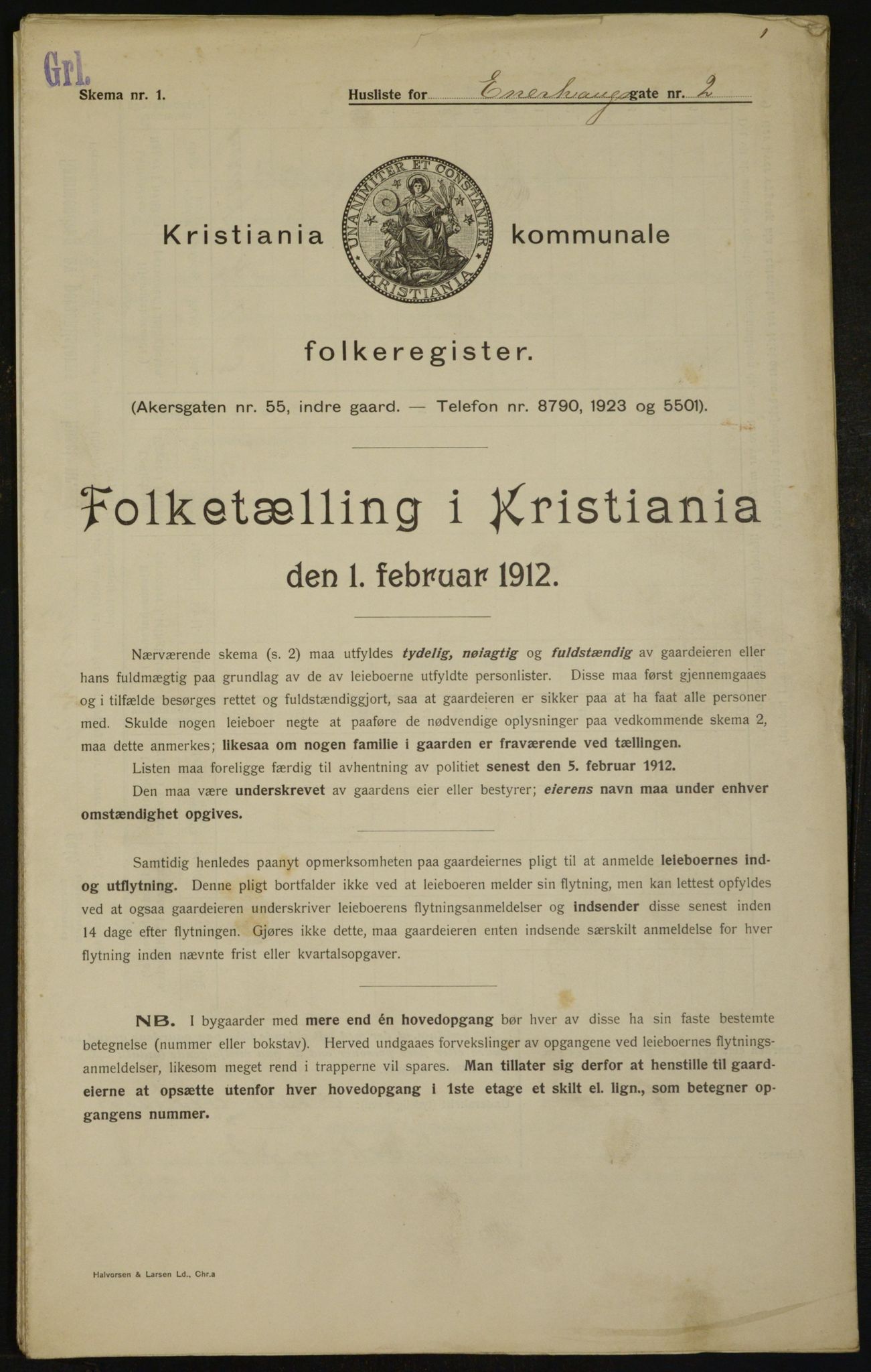 OBA, Kommunal folketelling 1.2.1912 for Kristiania, 1912, s. 21451