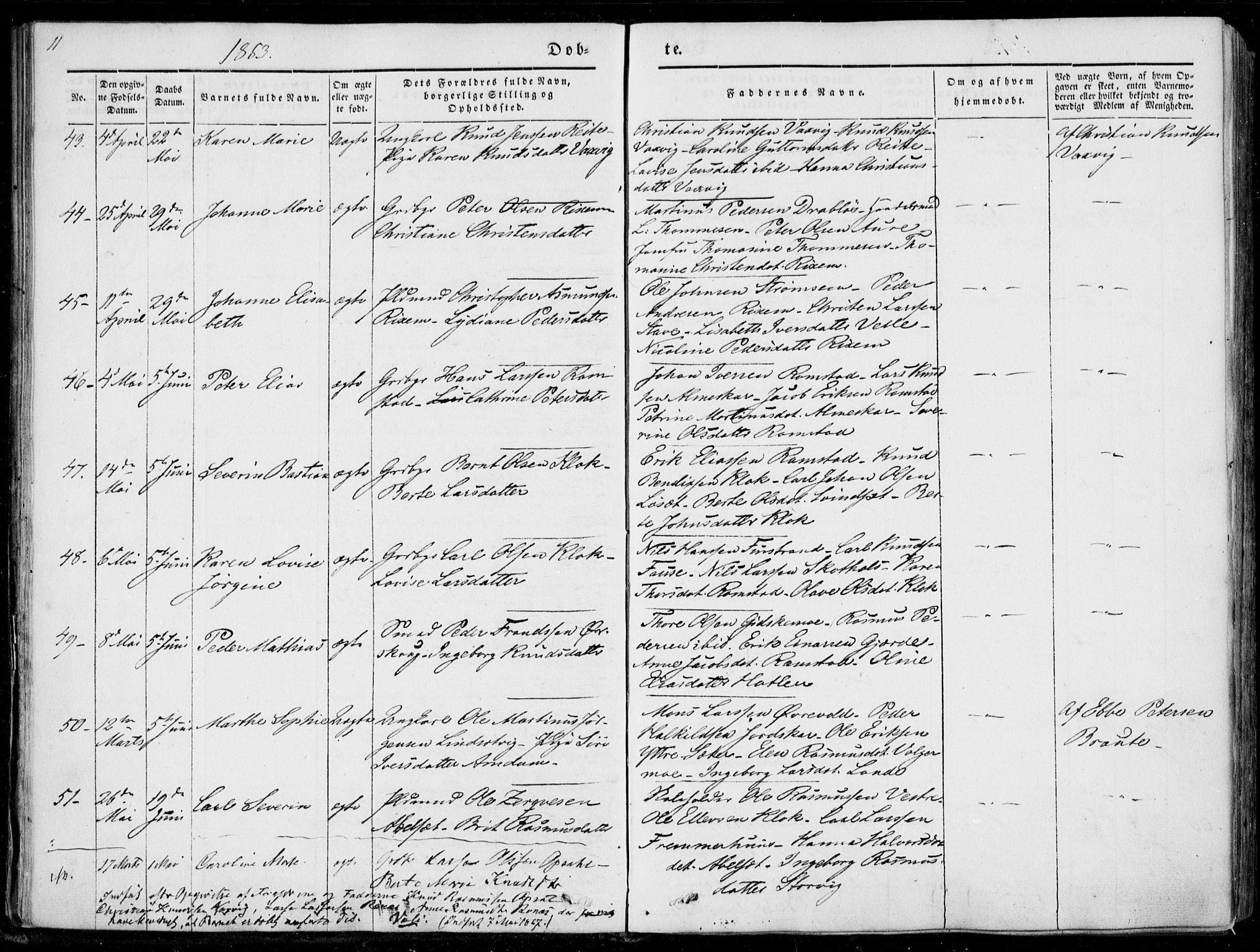 Ministerialprotokoller, klokkerbøker og fødselsregistre - Møre og Romsdal, SAT/A-1454/522/L0313: Ministerialbok nr. 522A08, 1852-1862, s. 11