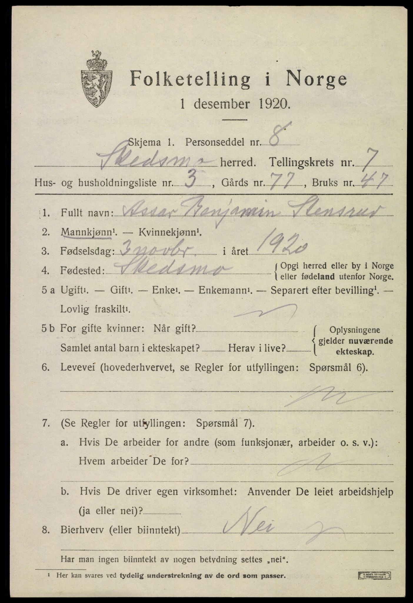 SAO, Folketelling 1920 for 0231 Skedsmo herred, 1920, s. 7233