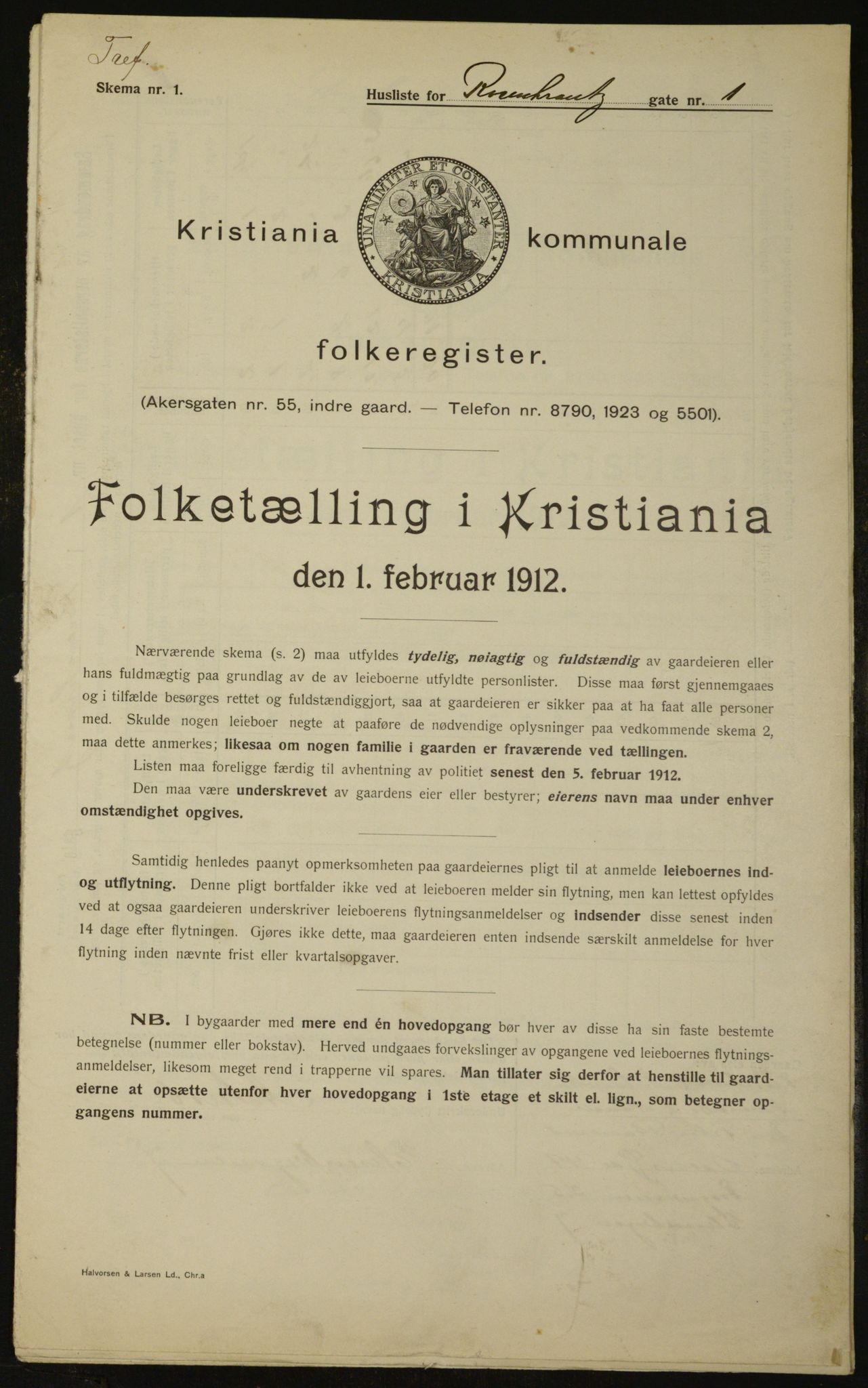 OBA, Kommunal folketelling 1.2.1912 for Kristiania, 1912, s. 83983