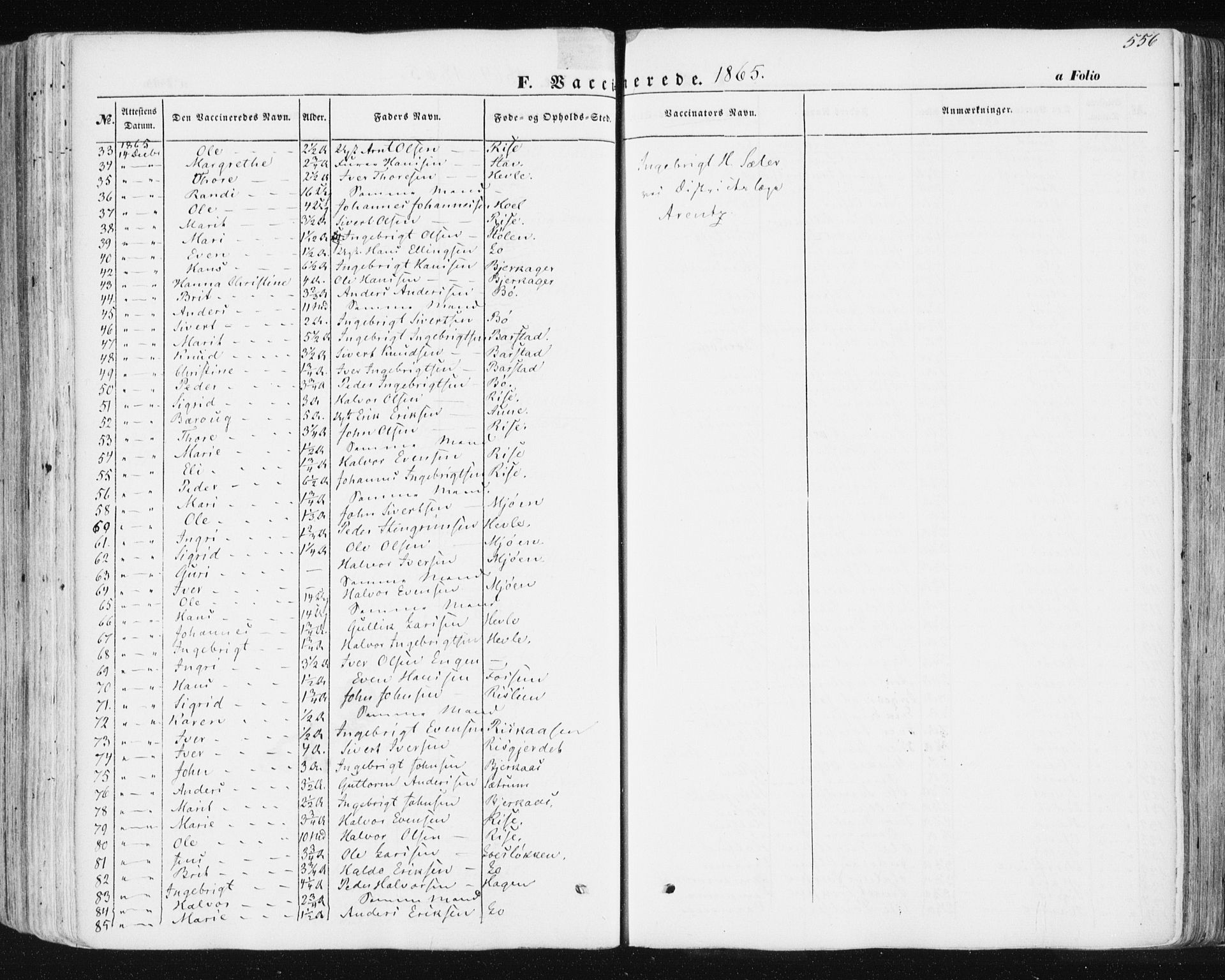 Ministerialprotokoller, klokkerbøker og fødselsregistre - Sør-Trøndelag, SAT/A-1456/678/L0899: Ministerialbok nr. 678A08, 1848-1872, s. 556