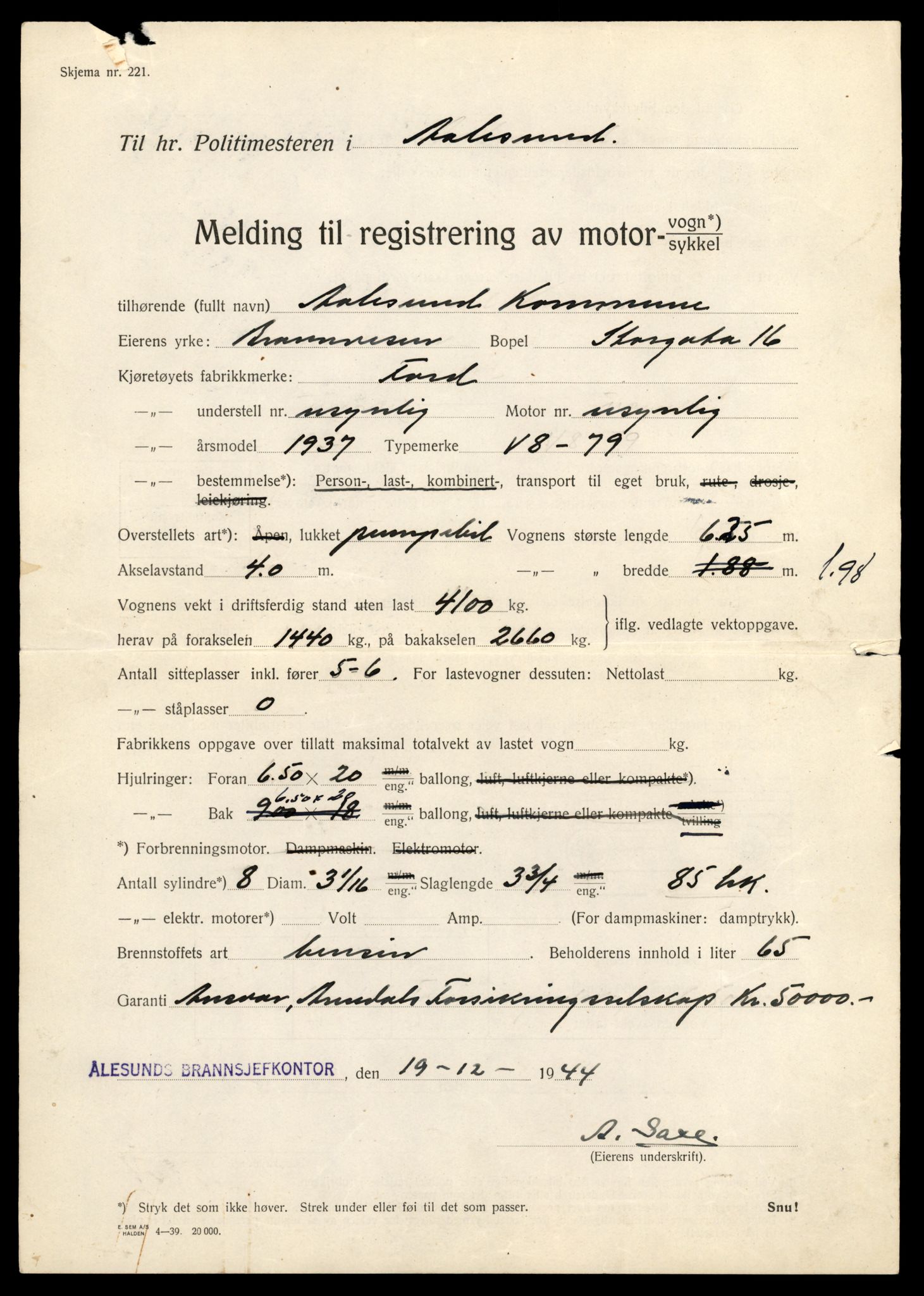 Møre og Romsdal vegkontor - Ålesund trafikkstasjon, AV/SAT-A-4099/F/Fe/L0001: Registreringskort for kjøretøy T 3 - T 127, 1927-1998, s. 1623