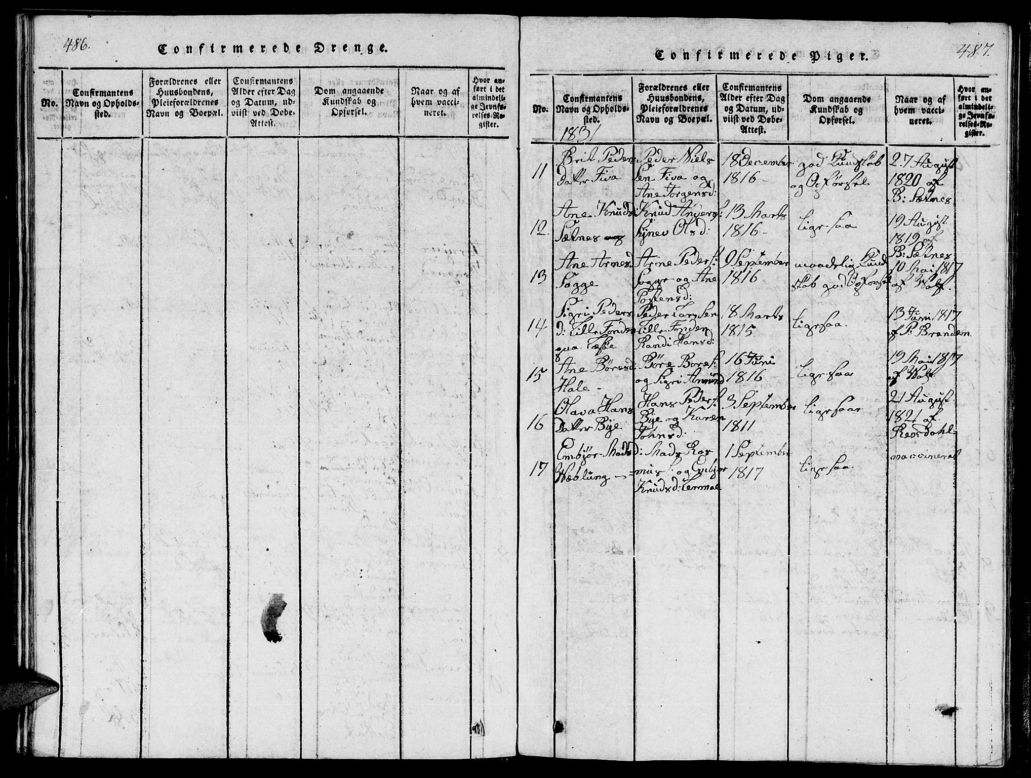 Ministerialprotokoller, klokkerbøker og fødselsregistre - Møre og Romsdal, SAT/A-1454/544/L0579: Klokkerbok nr. 544C01, 1818-1836, s. 486-487