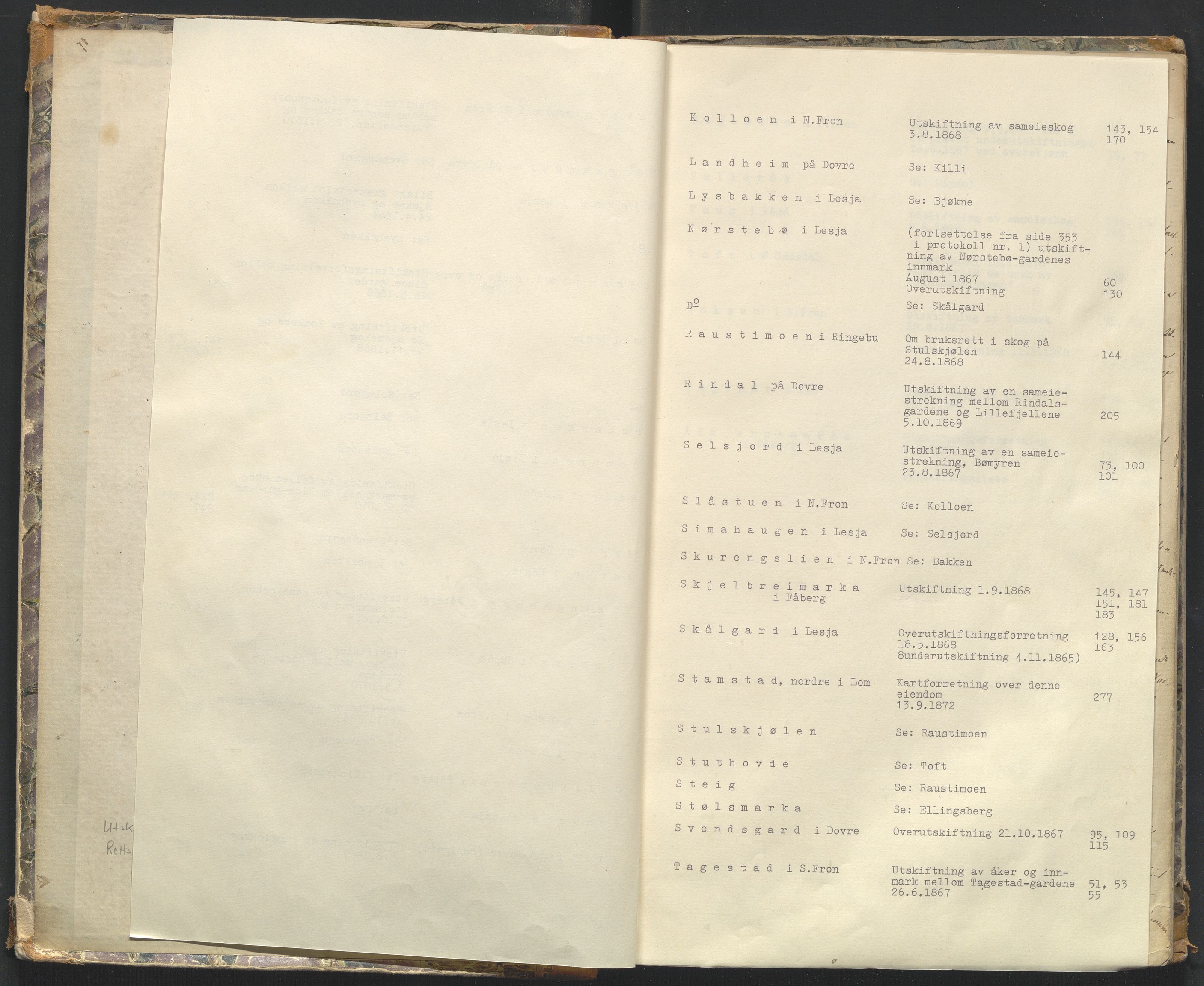 Utskiftningsformannen i Oppland fylke, AV/SAH-JORDSKIFTEO-001/H/Hb/Hbg/L0001/0002: Forhandlingsprotokoller / Forhandlingsprotokoll - Gudbrandsdalen , 1864-1872