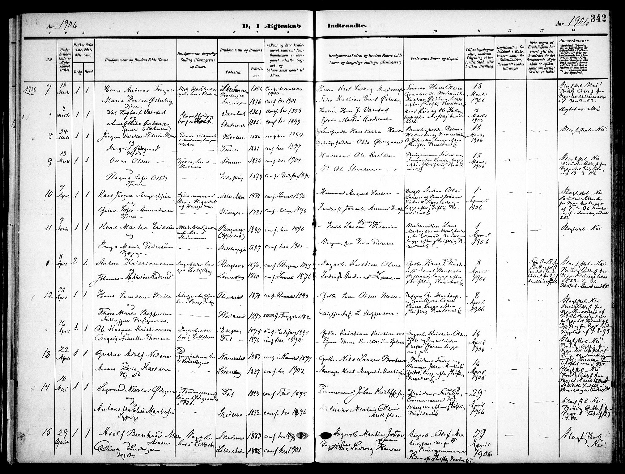 Skedsmo prestekontor Kirkebøker, AV/SAO-A-10033a/F/Fa/L0015: Ministerialbok nr. I 15, 1902-1917, s. 342