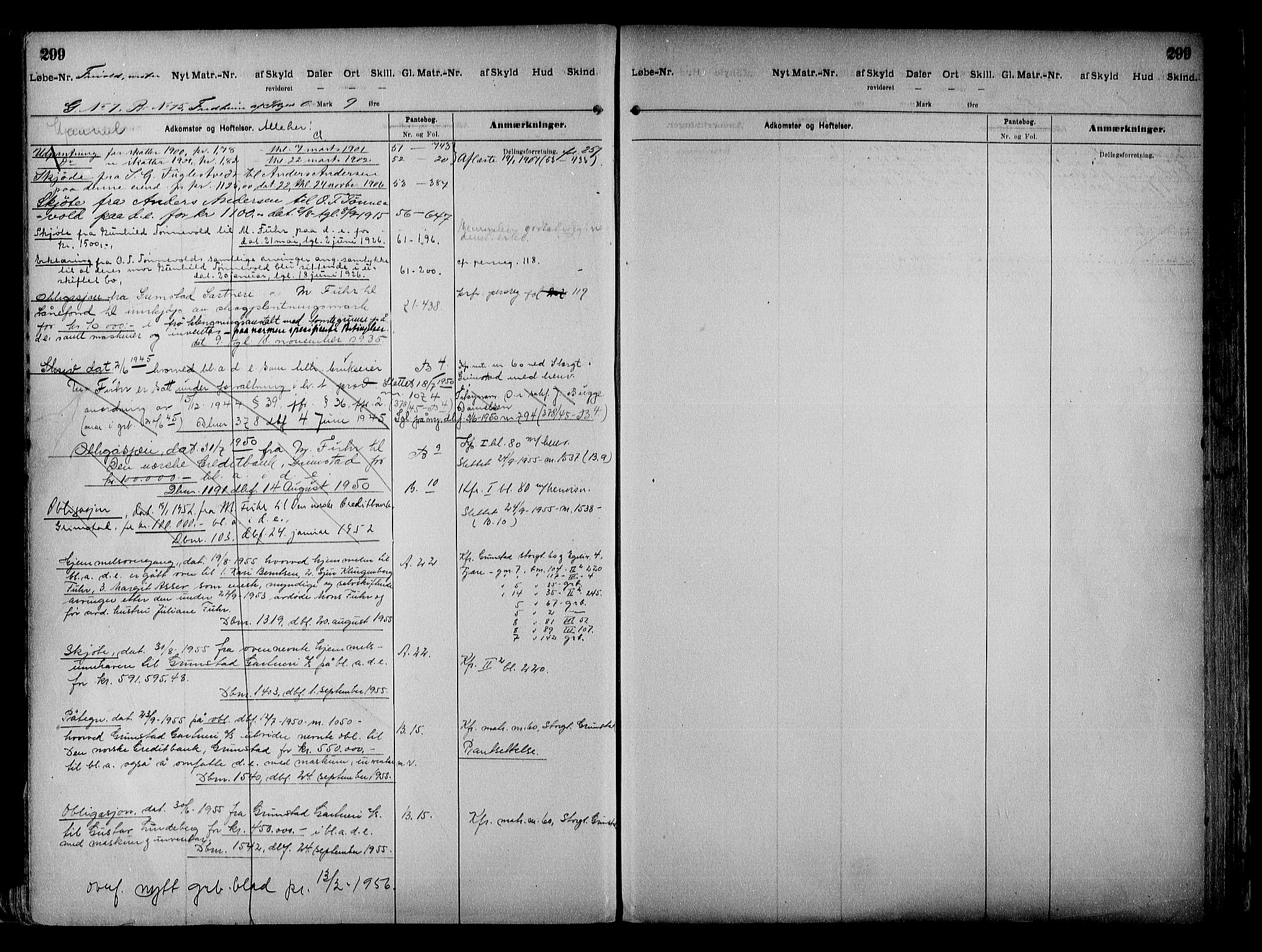 Vestre Nedenes/Sand sorenskriveri, AV/SAK-1221-0010/G/Ga/L0018: Panteregister nr. 13b, 1872-1956, s. 299