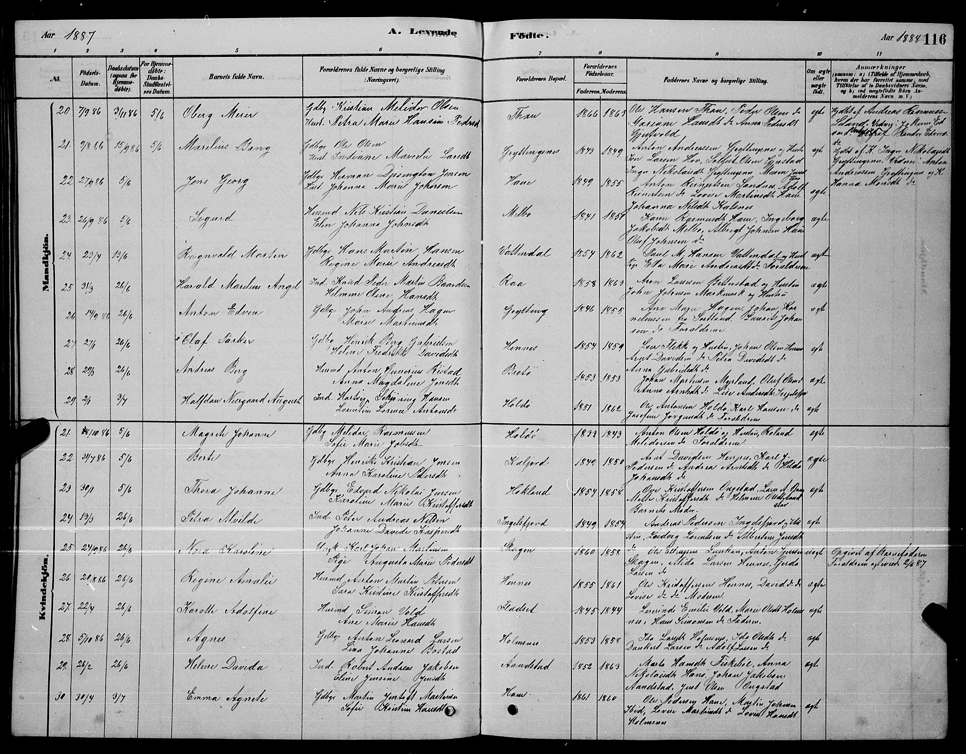 Ministerialprotokoller, klokkerbøker og fødselsregistre - Nordland, AV/SAT-A-1459/888/L1267: Klokkerbok nr. 888C05, 1878-1890, s. 116