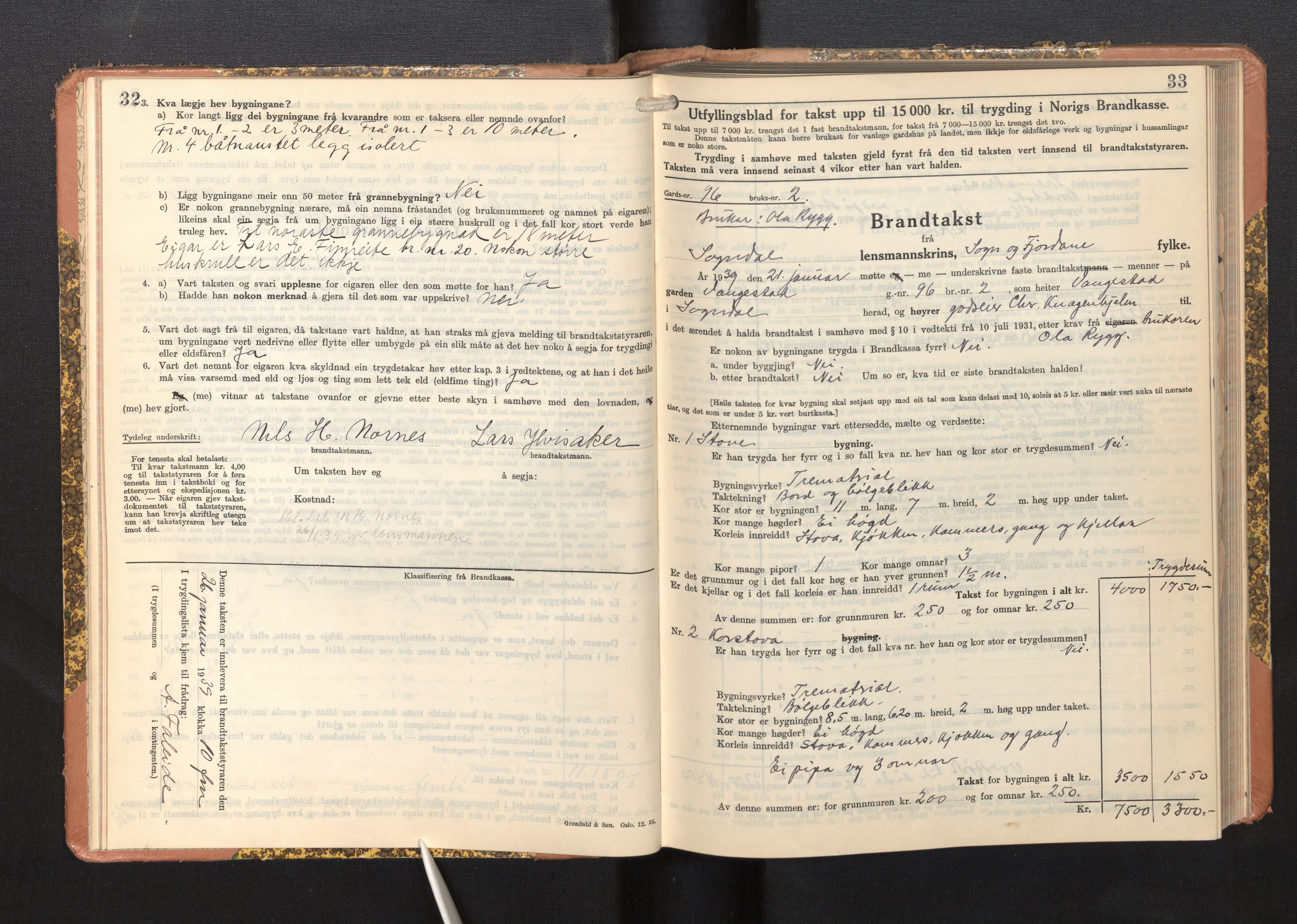 Lensmannen i Sogndal, AV/SAB-A-29901/0012/L0014: Branntakstprotokoll, skjematakst, 1938-1950, s. 32-33