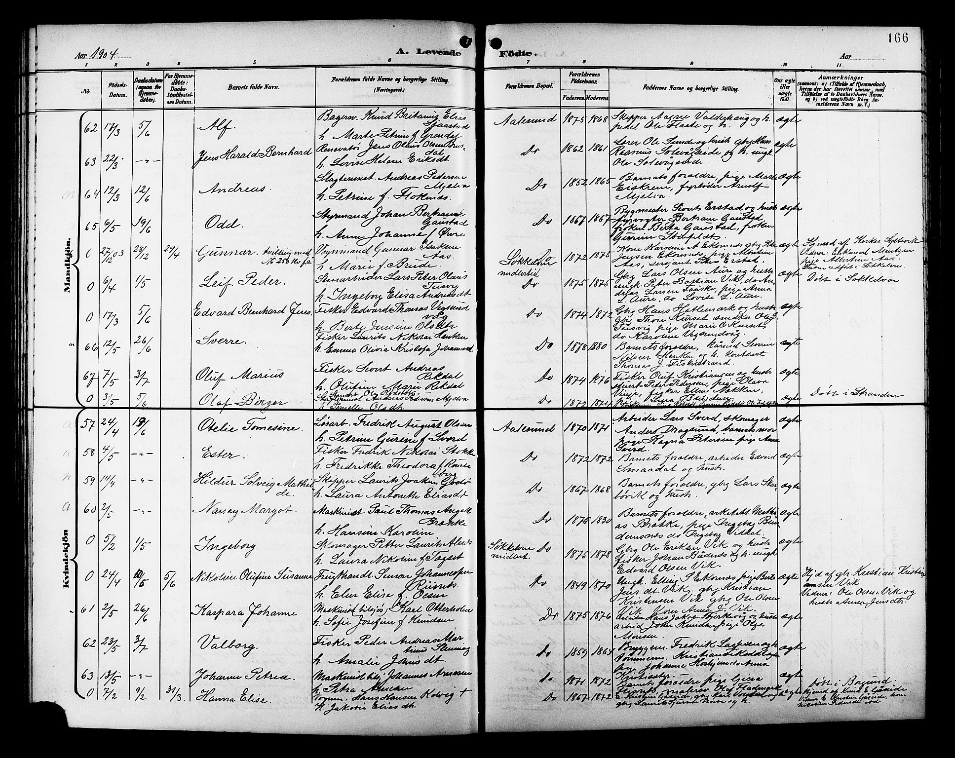 Ministerialprotokoller, klokkerbøker og fødselsregistre - Møre og Romsdal, AV/SAT-A-1454/529/L0468: Klokkerbok nr. 529C05, 1897-1908, s. 166