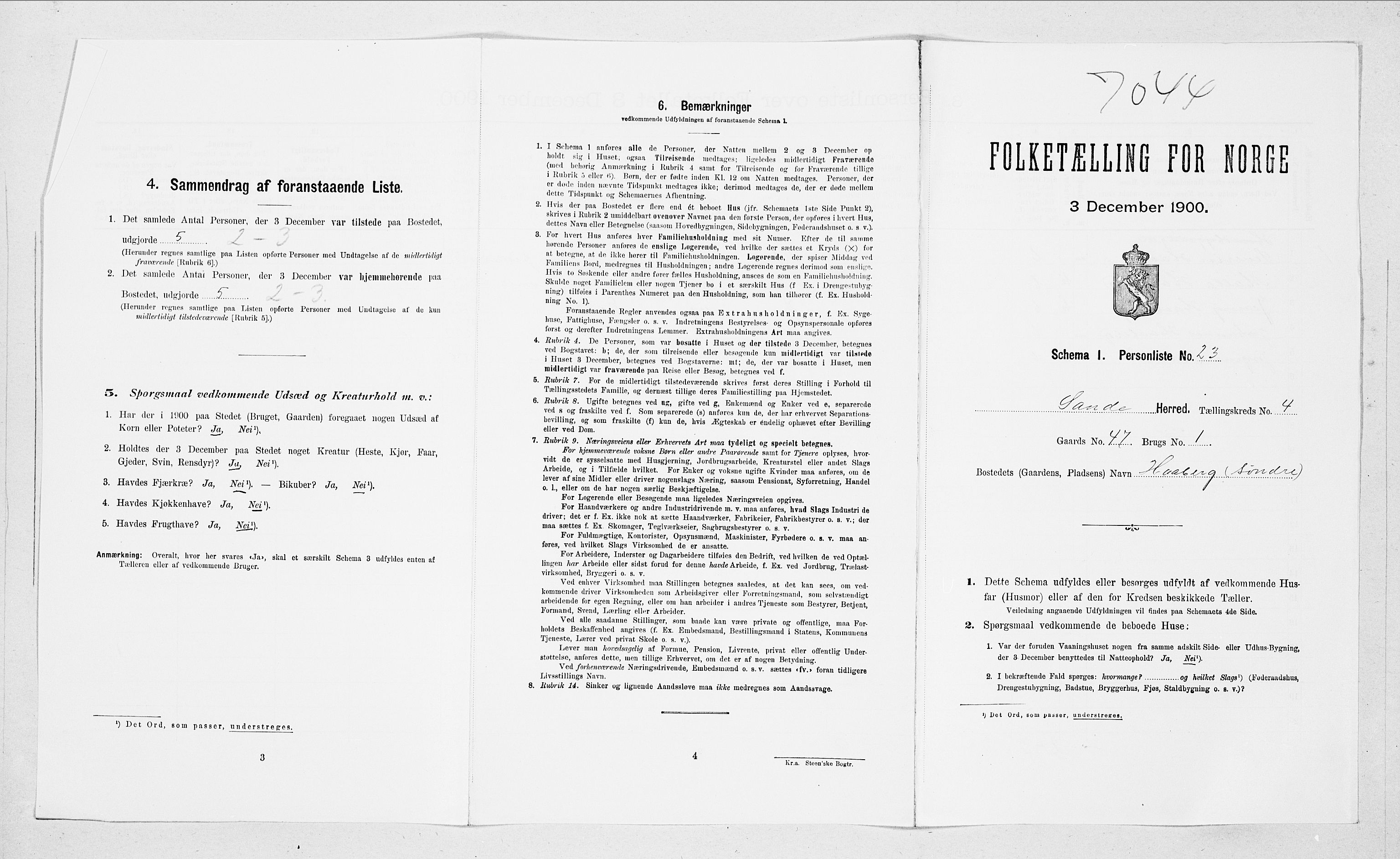 SAT, Folketelling 1900 for 1514 Sande herred, 1900, s. 445