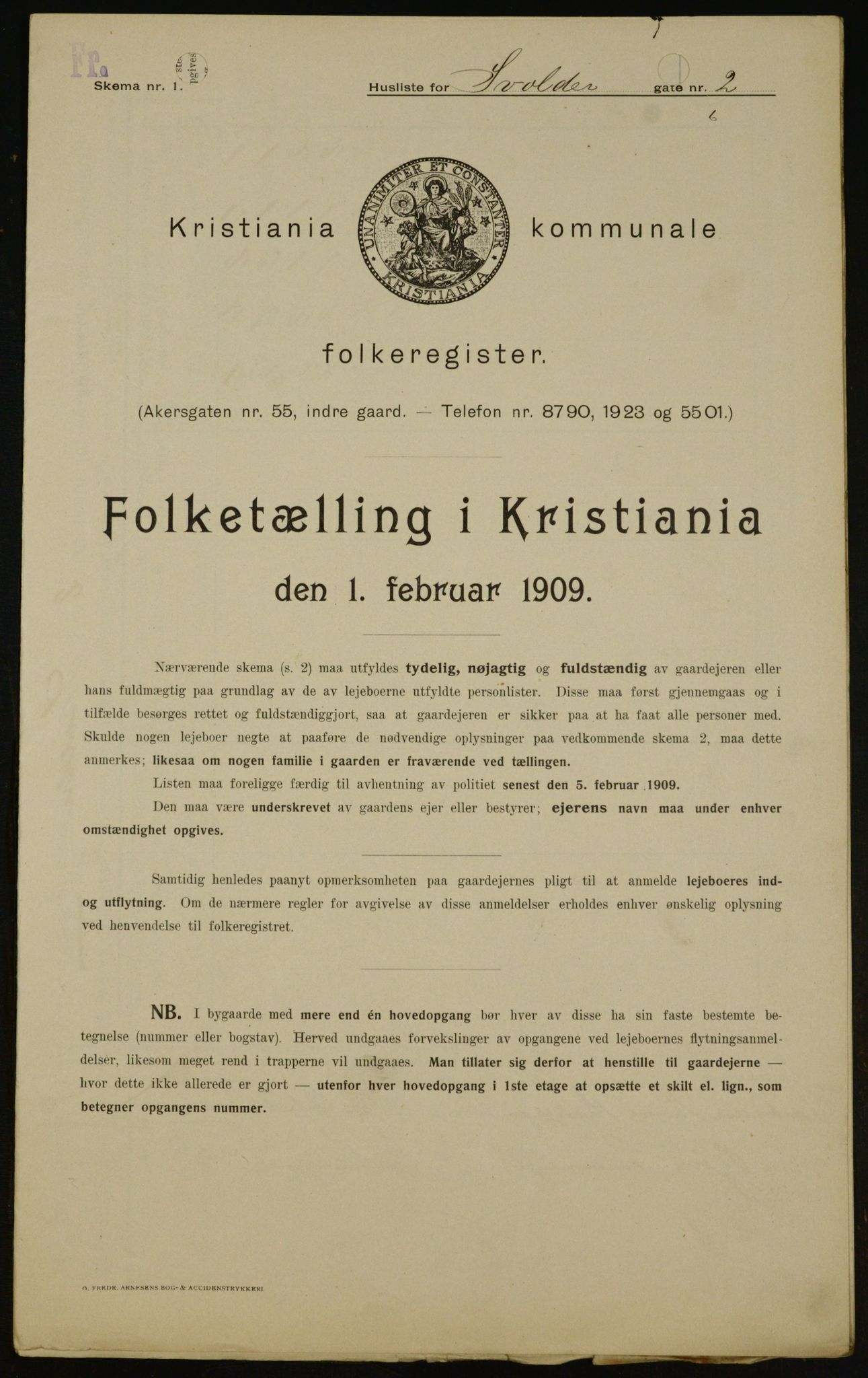 OBA, Kommunal folketelling 1.2.1909 for Kristiania kjøpstad, 1909, s. 96057