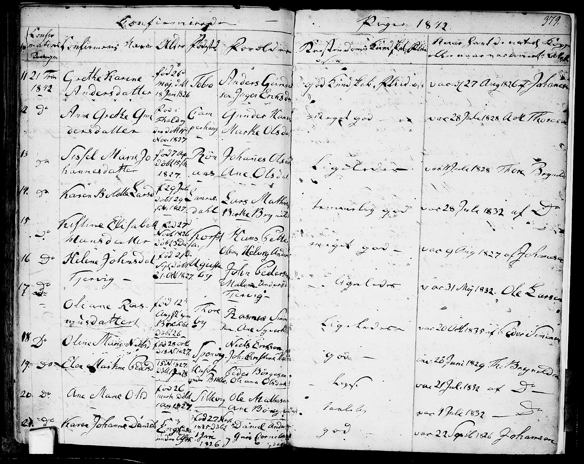 Berg prestekontor Kirkebøker, AV/SAO-A-10902/F/Fa/L0003: Ministerialbok nr. I 3, 1832-1842, s. 379