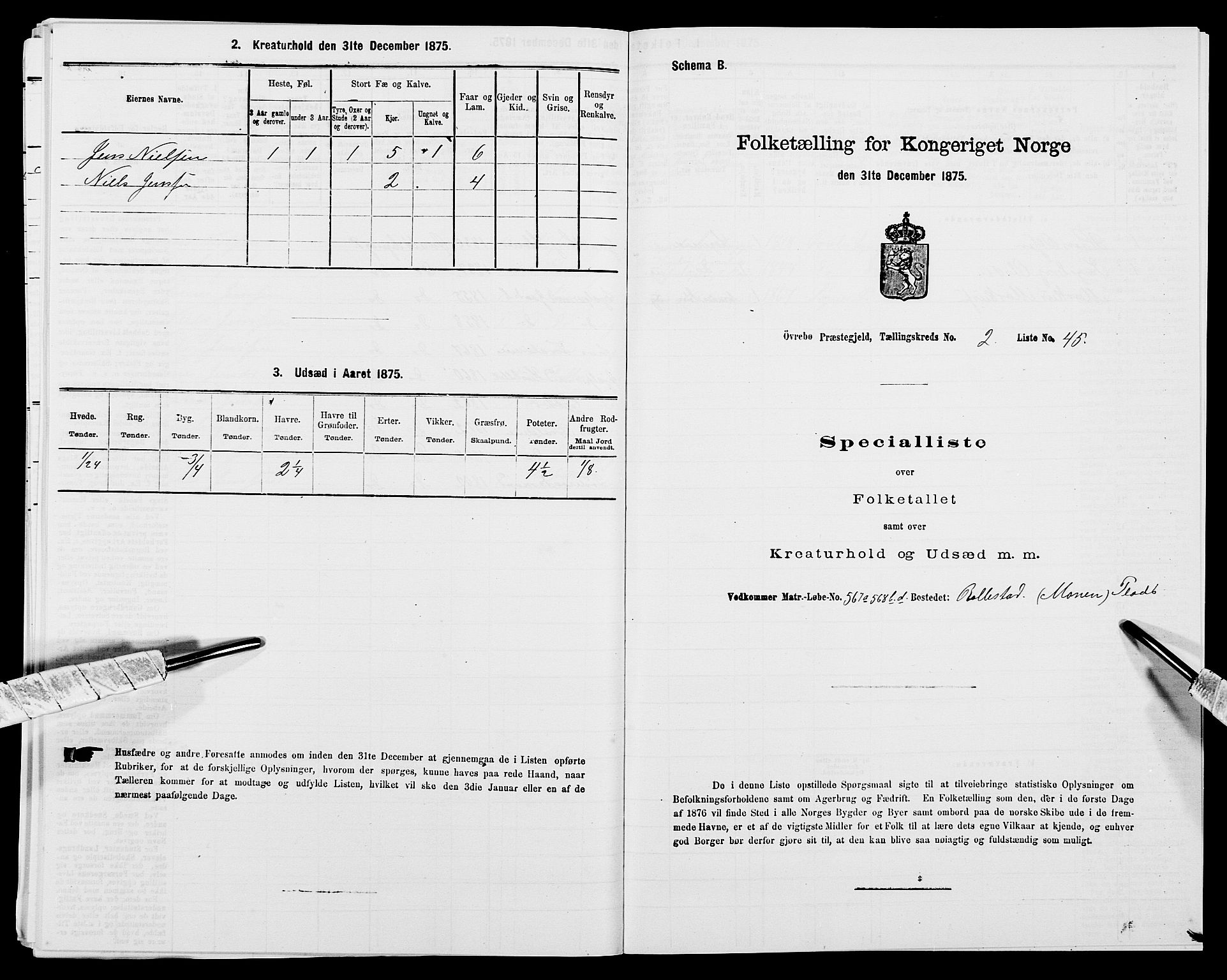 SAK, Folketelling 1875 for 1016P Øvrebø prestegjeld, 1875, s. 263