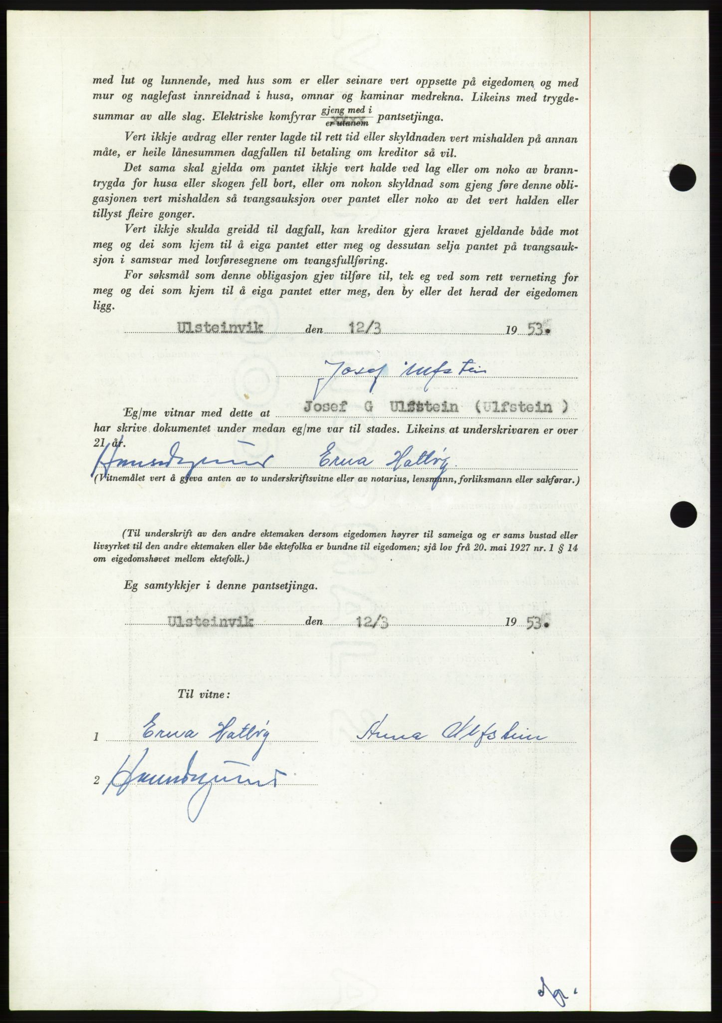 Søre Sunnmøre sorenskriveri, AV/SAT-A-4122/1/2/2C/L0123: Pantebok nr. 11B, 1953-1953, Dagboknr: 577/1953