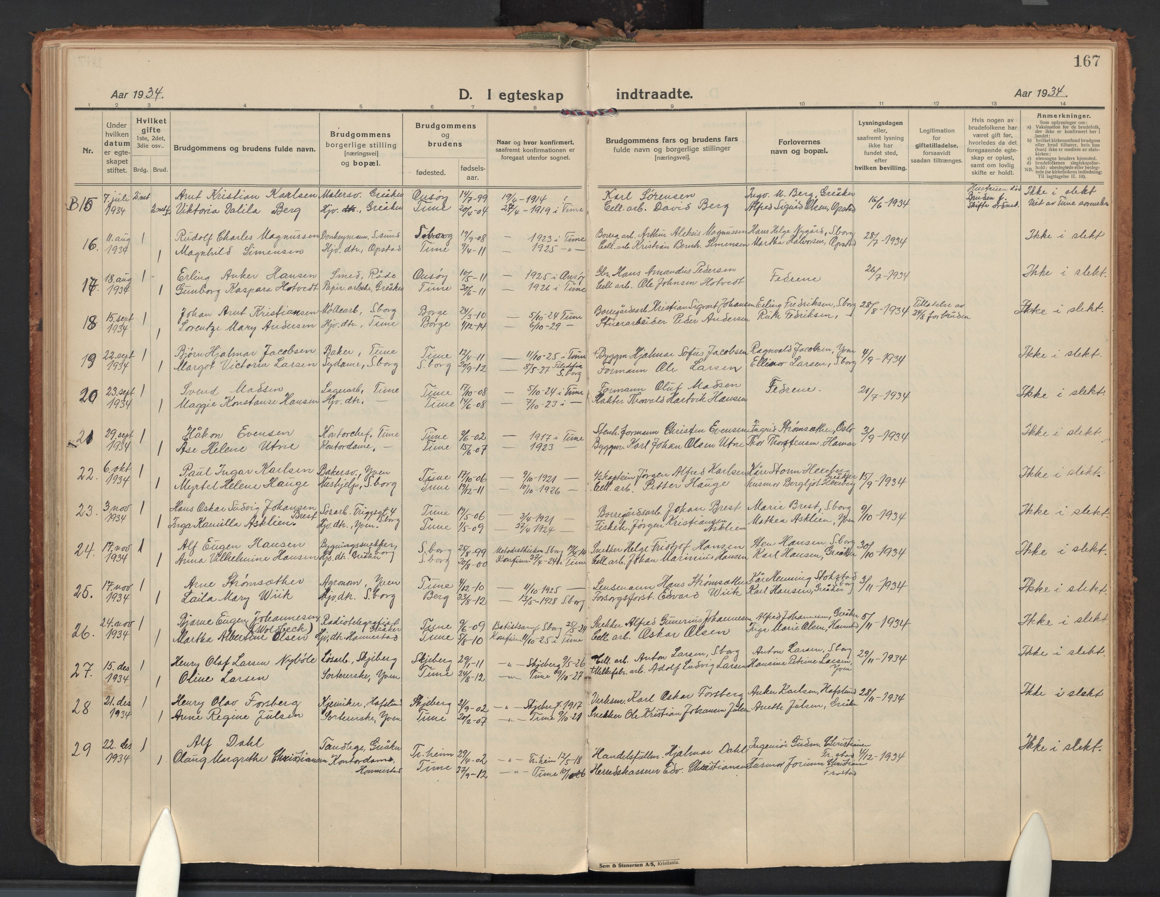Tune prestekontor Kirkebøker, AV/SAO-A-2007/F/Fb/L0002: Residerende kapellans bok nr. 2, 1923-1940, s. 167