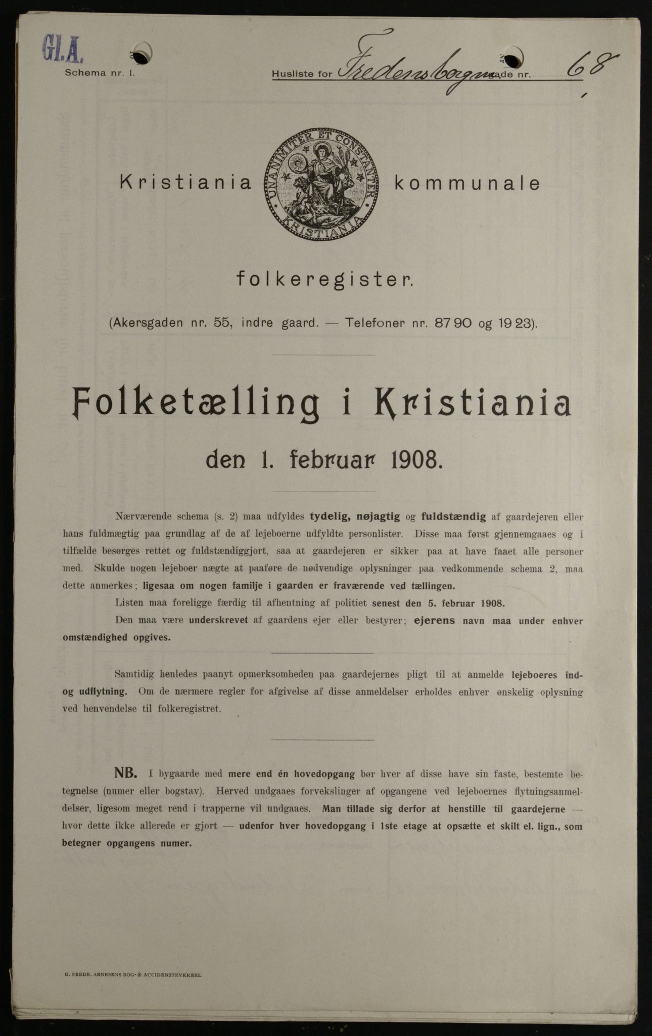 OBA, Kommunal folketelling 1.2.1908 for Kristiania kjøpstad, 1908, s. 23925