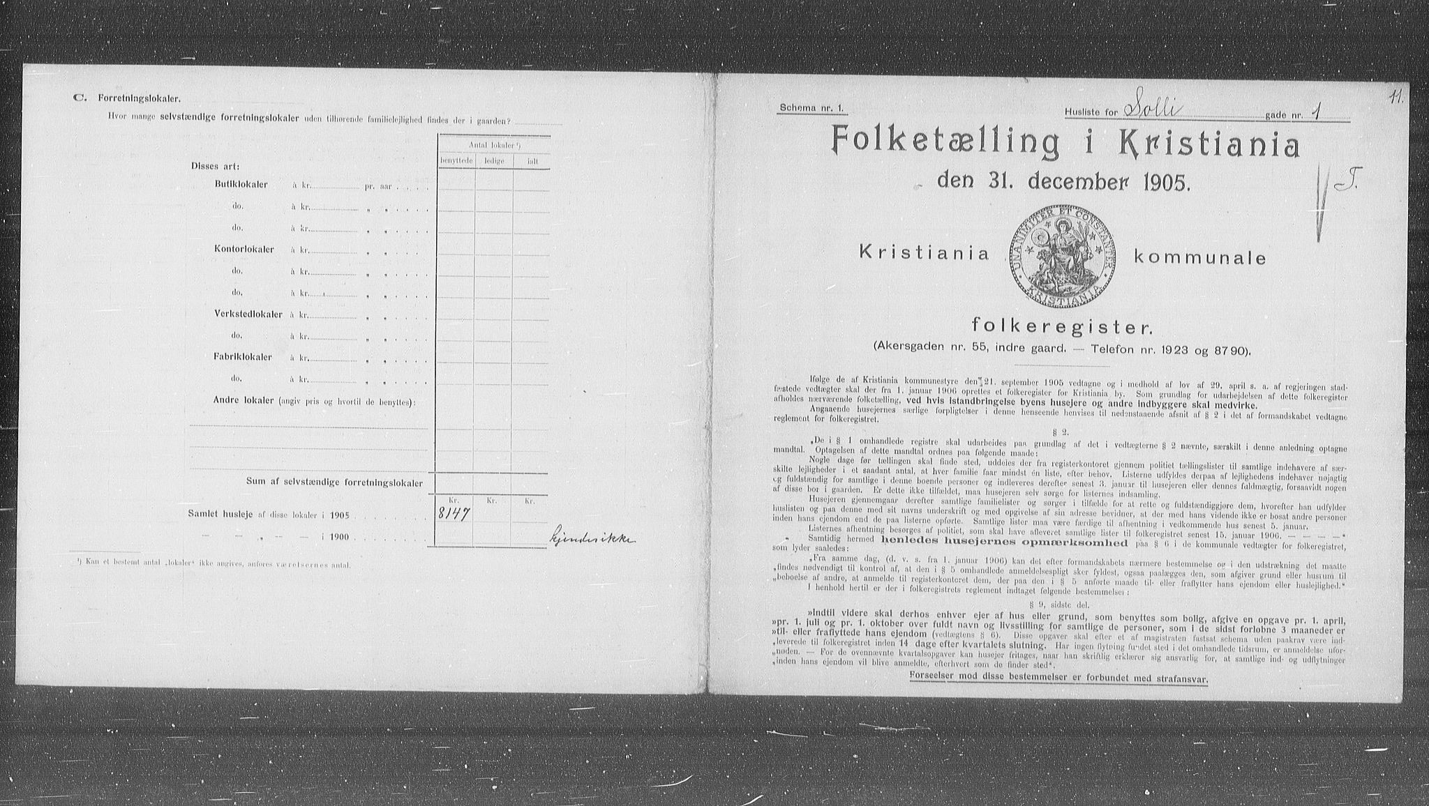 OBA, Kommunal folketelling 31.12.1905 for Kristiania kjøpstad, 1905, s. 51691