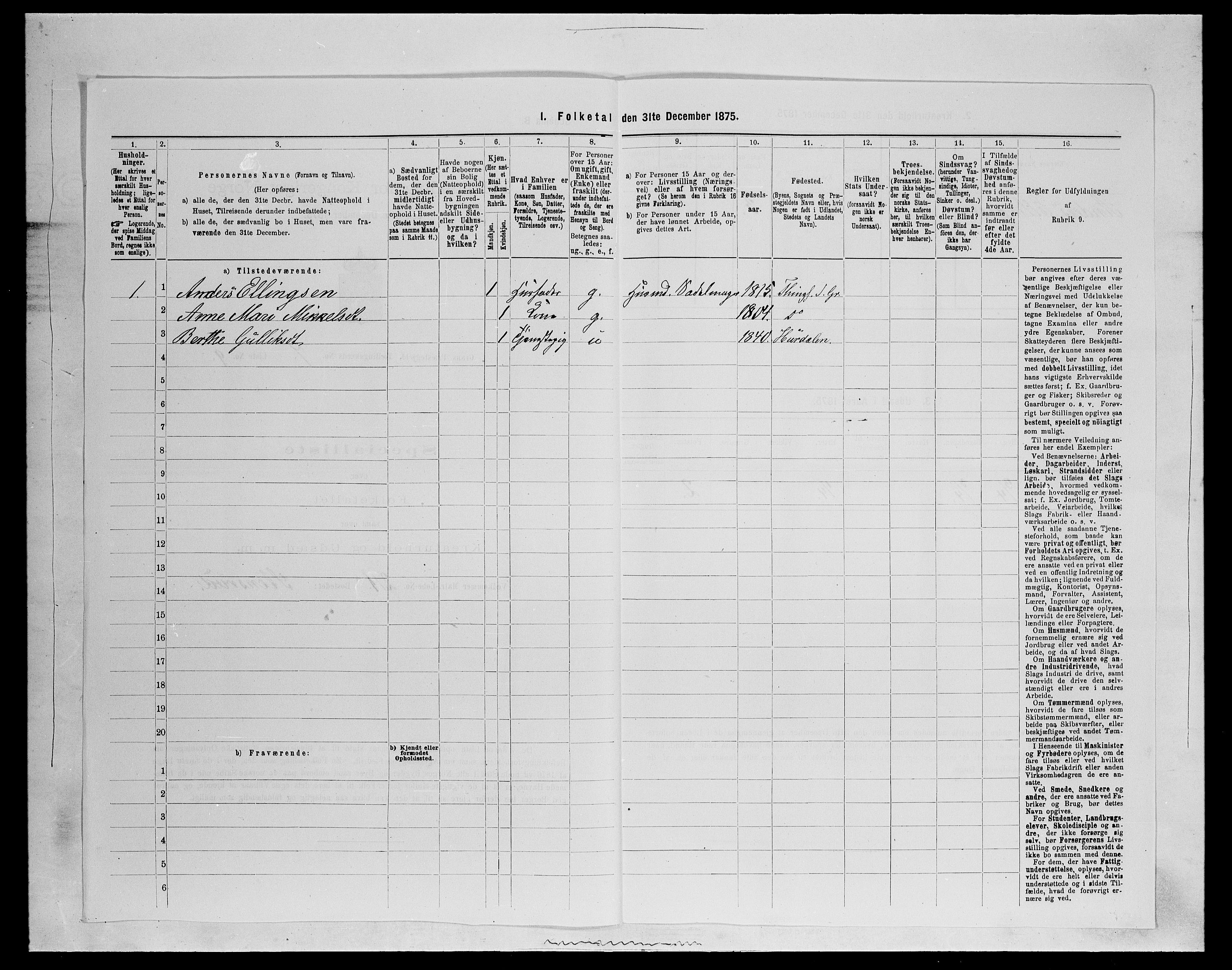 SAH, Folketelling 1875 for 0534P Gran prestegjeld, 1875, s. 1185