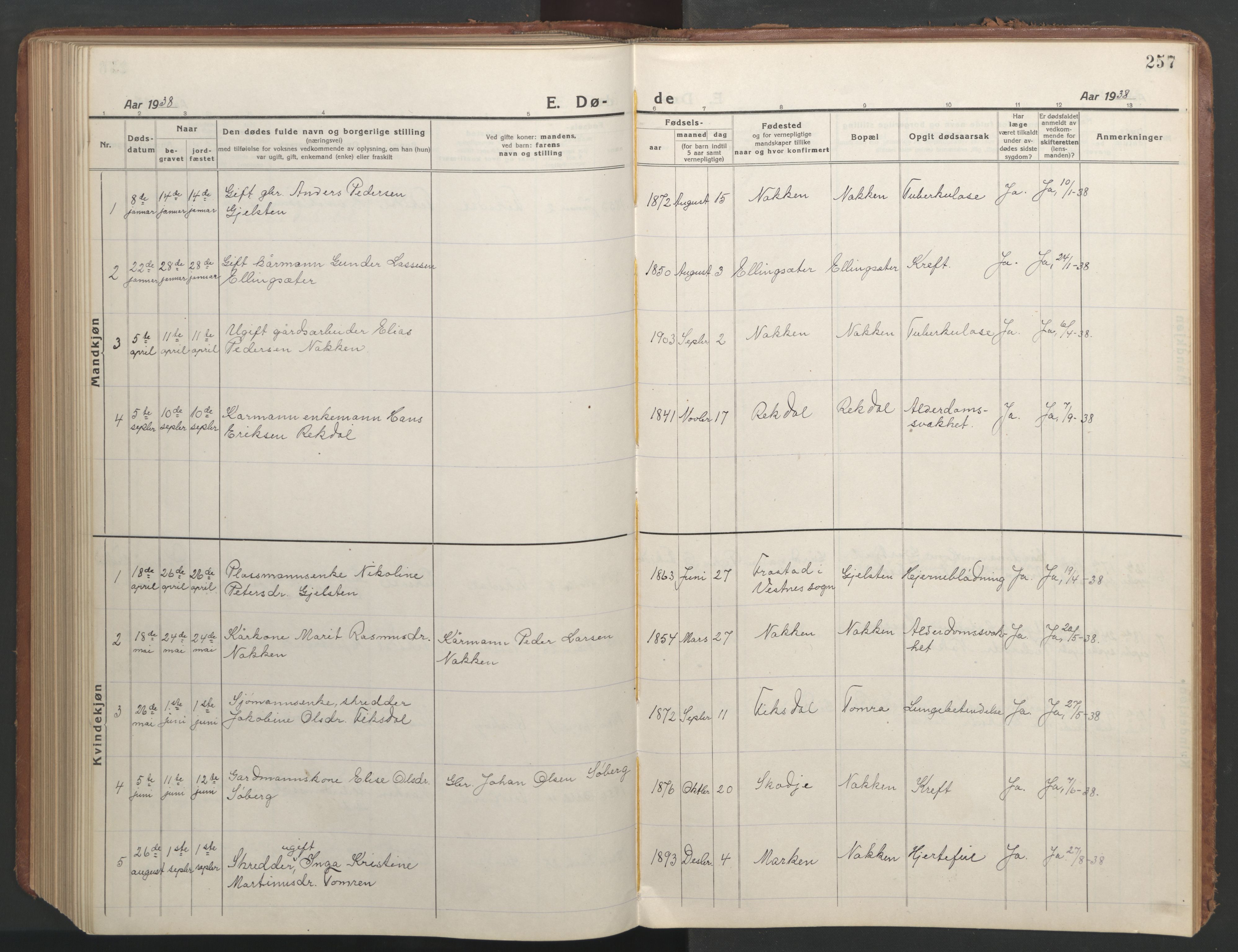 Ministerialprotokoller, klokkerbøker og fødselsregistre - Møre og Romsdal, AV/SAT-A-1454/540/L0542: Klokkerbok nr. 540C02, 1921-1967, s. 257