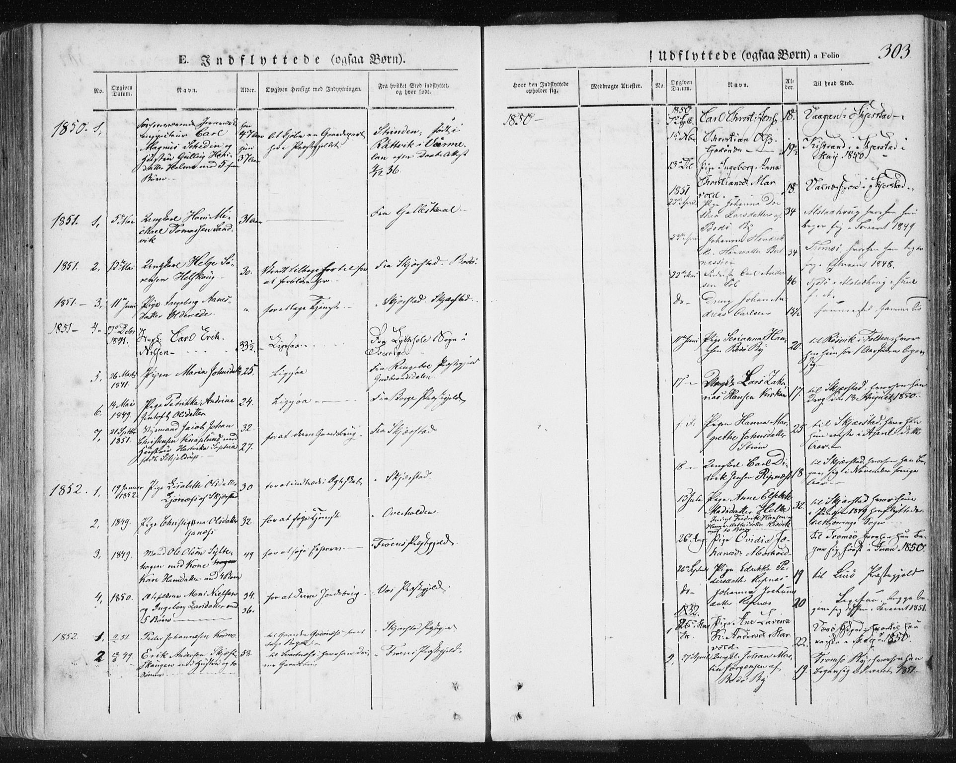 Ministerialprotokoller, klokkerbøker og fødselsregistre - Nordland, SAT/A-1459/801/L0007: Ministerialbok nr. 801A07, 1845-1863, s. 303