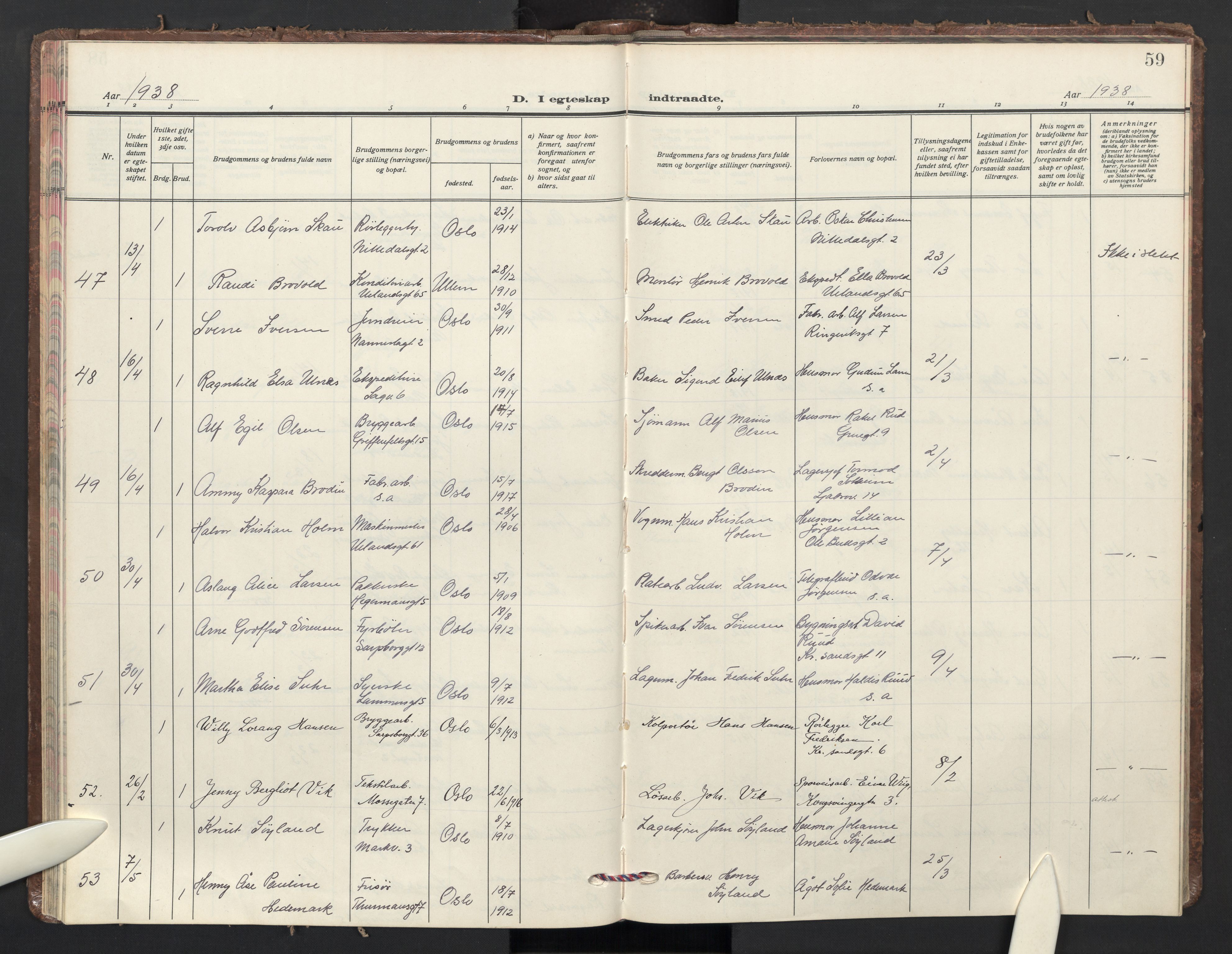 Sagene prestekontor Kirkebøker, AV/SAO-A-10796/F/L0018: Ministerialbok nr. 18, 1935-1940, s. 59