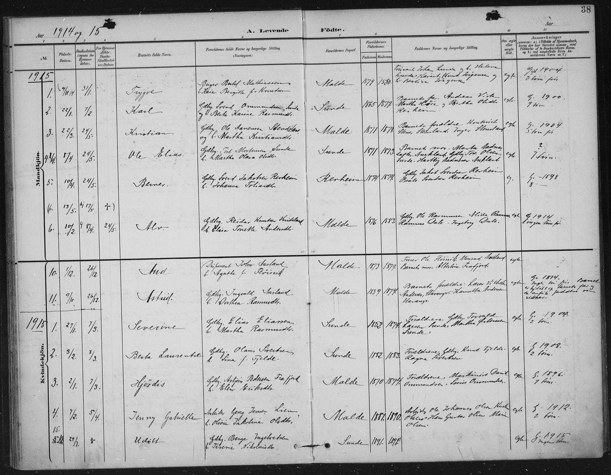 Håland sokneprestkontor, AV/SAST-A-101802/002/B/L0001: Ministerialbok nr. A 13, 1901-1923, s. 38