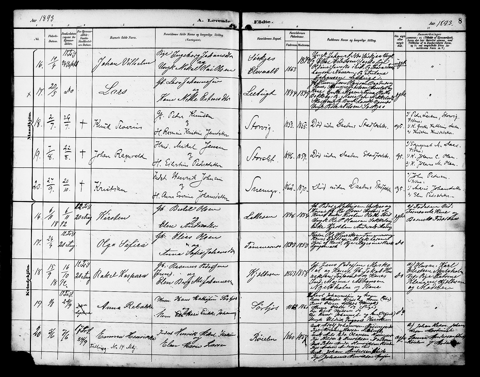 Skjervøy sokneprestkontor, AV/SATØ-S-1300/H/Ha/Hab/L0021klokker: Klokkerbok nr. 21, 1893-1910, s. 8