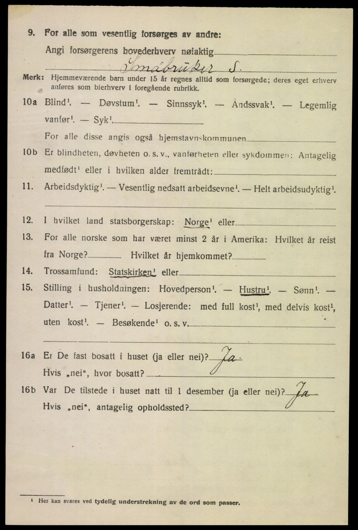 SAK, Folketelling 1920 for 1032 Lyngdal herred, 1920, s. 5492