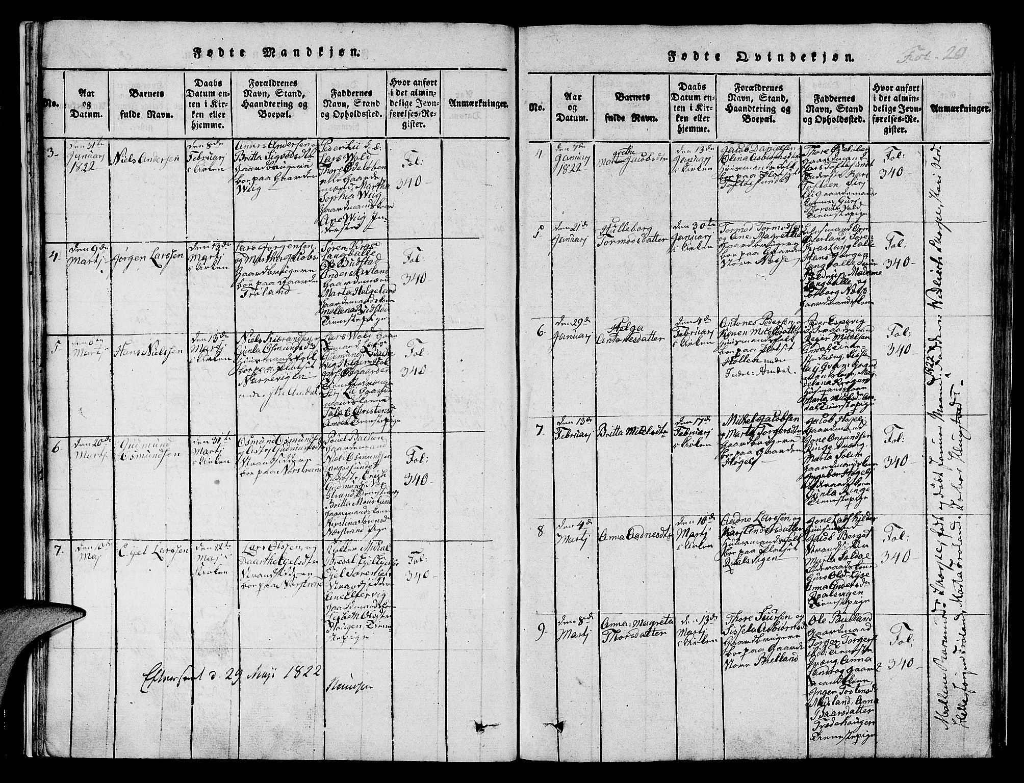 Nedstrand sokneprestkontor, AV/SAST-A-101841/01/IV: Ministerialbok nr. A 6, 1816-1838, s. 20