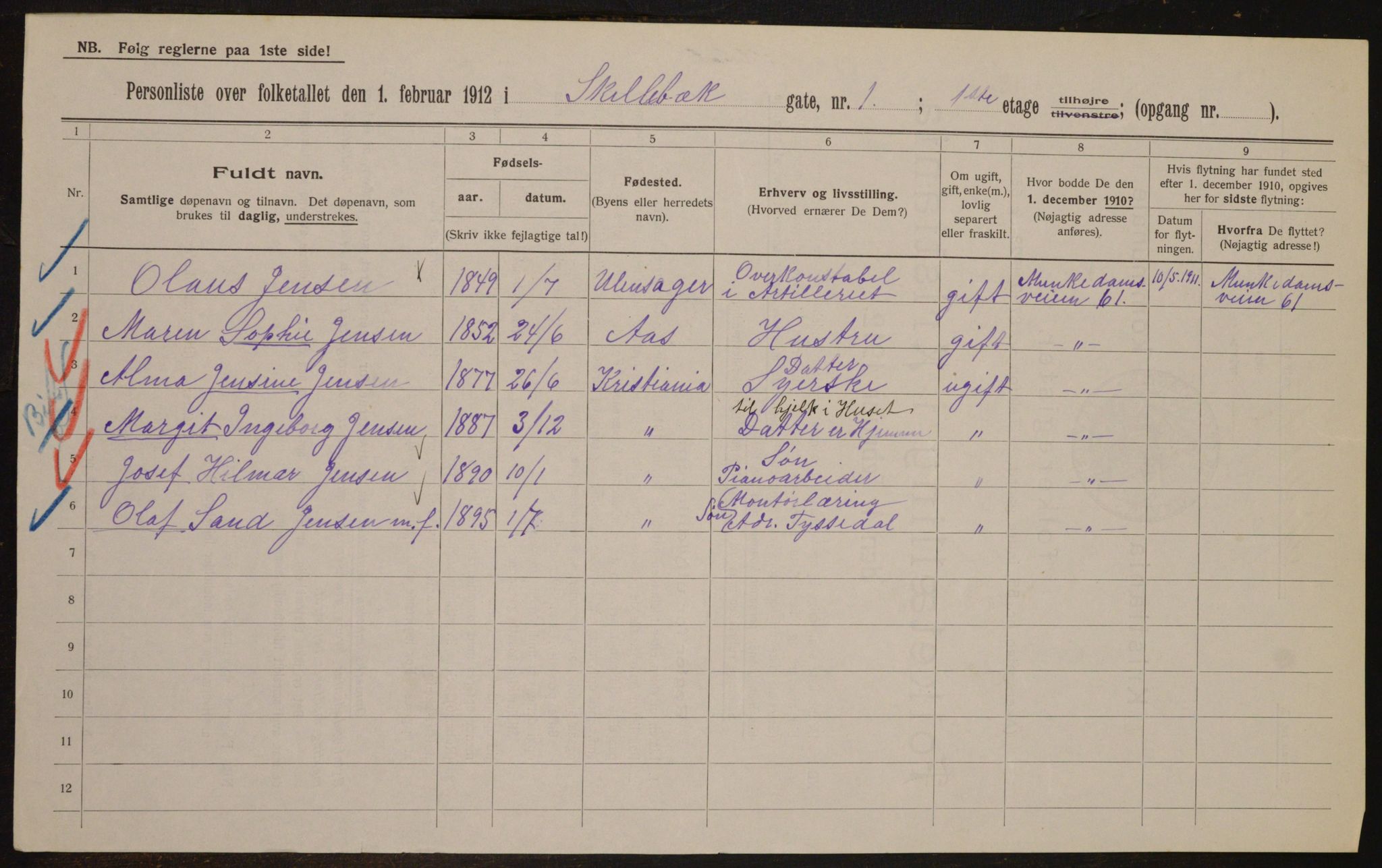 OBA, Kommunal folketelling 1.2.1912 for Kristiania, 1912, s. 95711