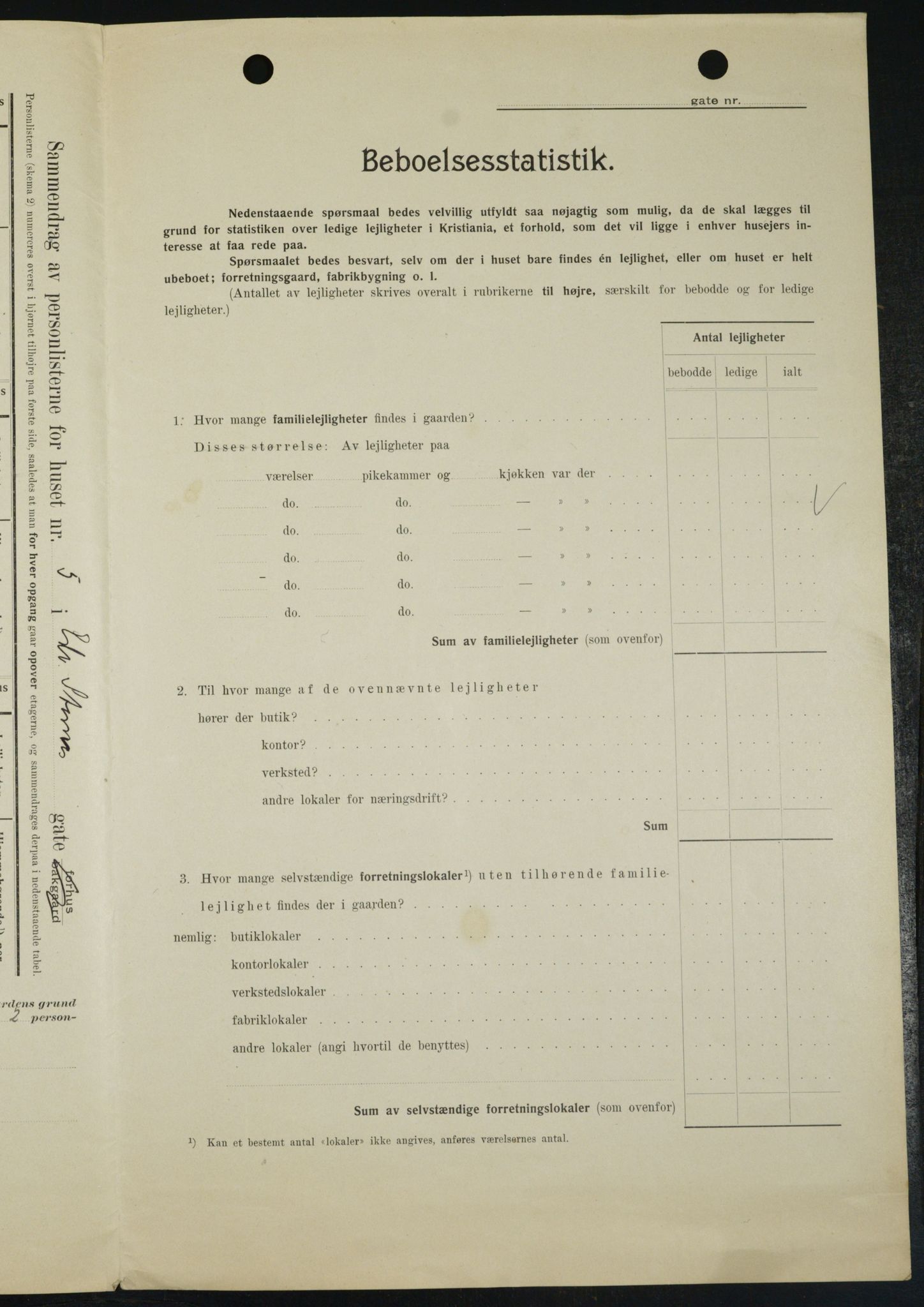 OBA, Kommunal folketelling 1.2.1909 for Kristiania kjøpstad, 1909, s. 17086