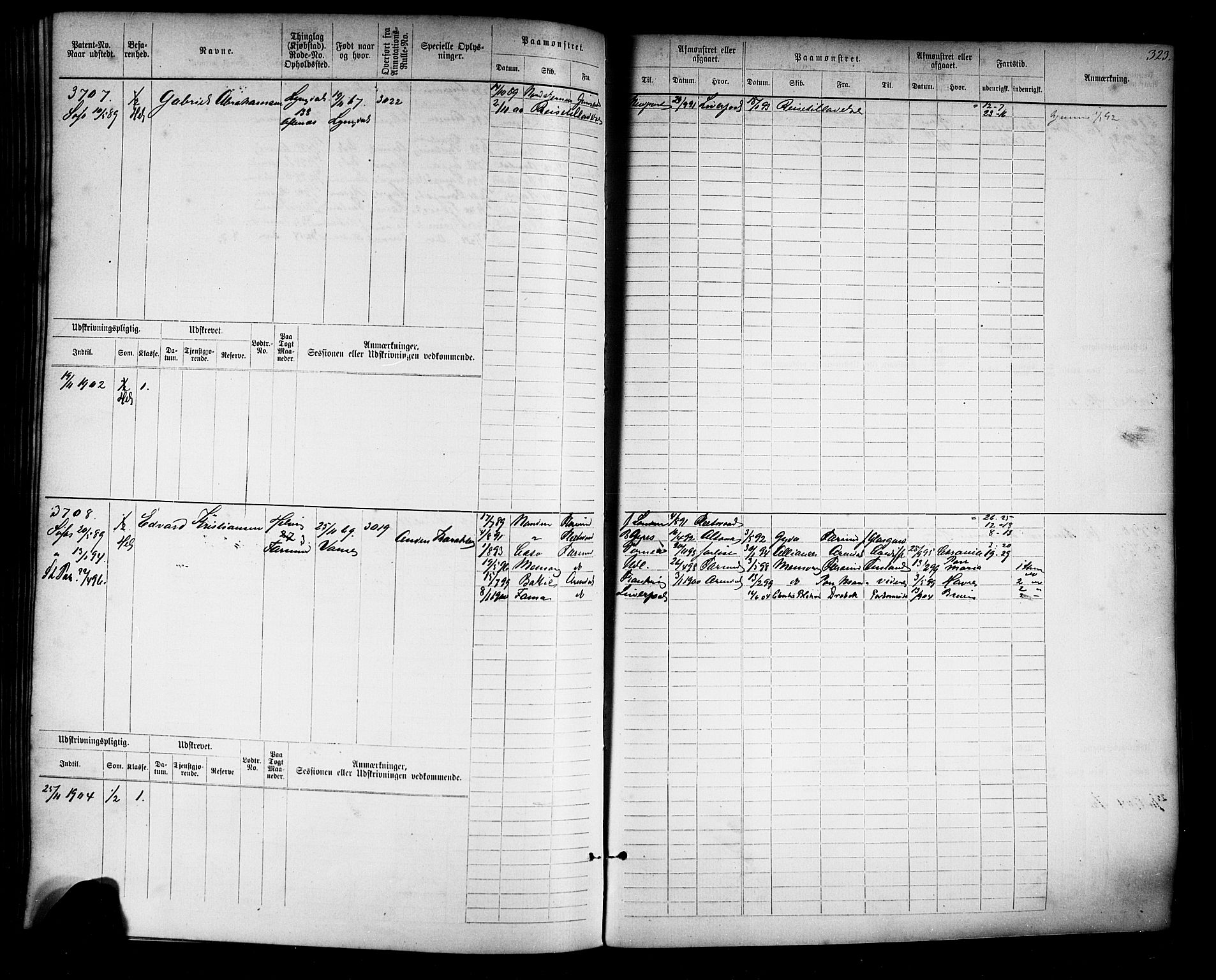 Farsund mønstringskrets, AV/SAK-2031-0017/F/Fb/L0019: Hovedrulle nr 3067-3832, Z-11, 1882-1922, s. 328