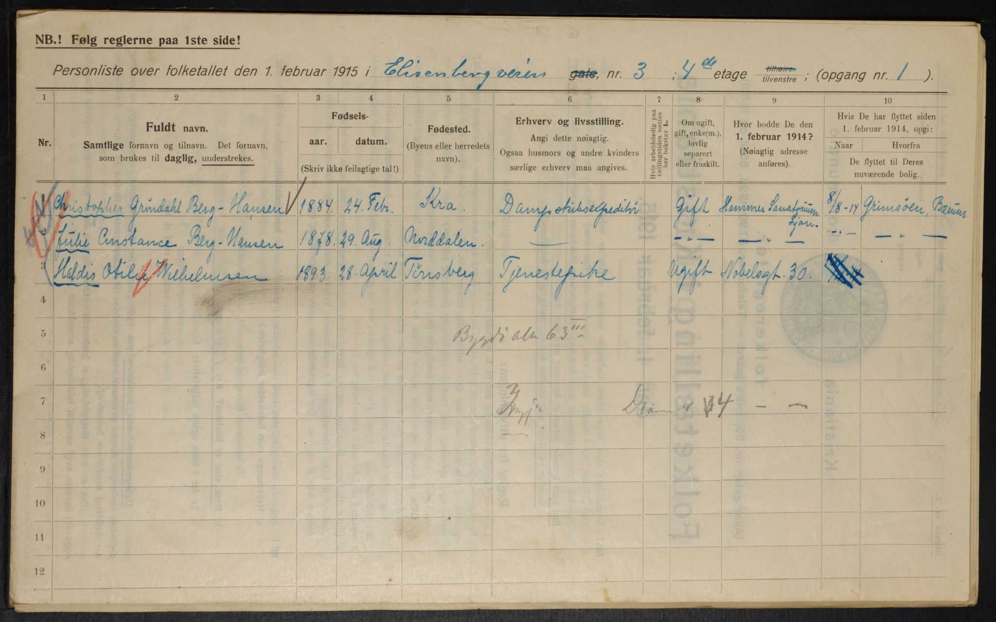 OBA, Kommunal folketelling 1.2.1915 for Kristiania, 1915, s. 20003