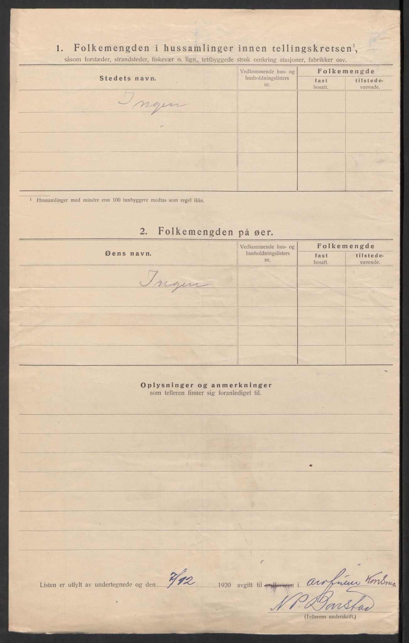 SAK, Folketelling 1920 for 1027 Konsmo herred, 1920, s. 8