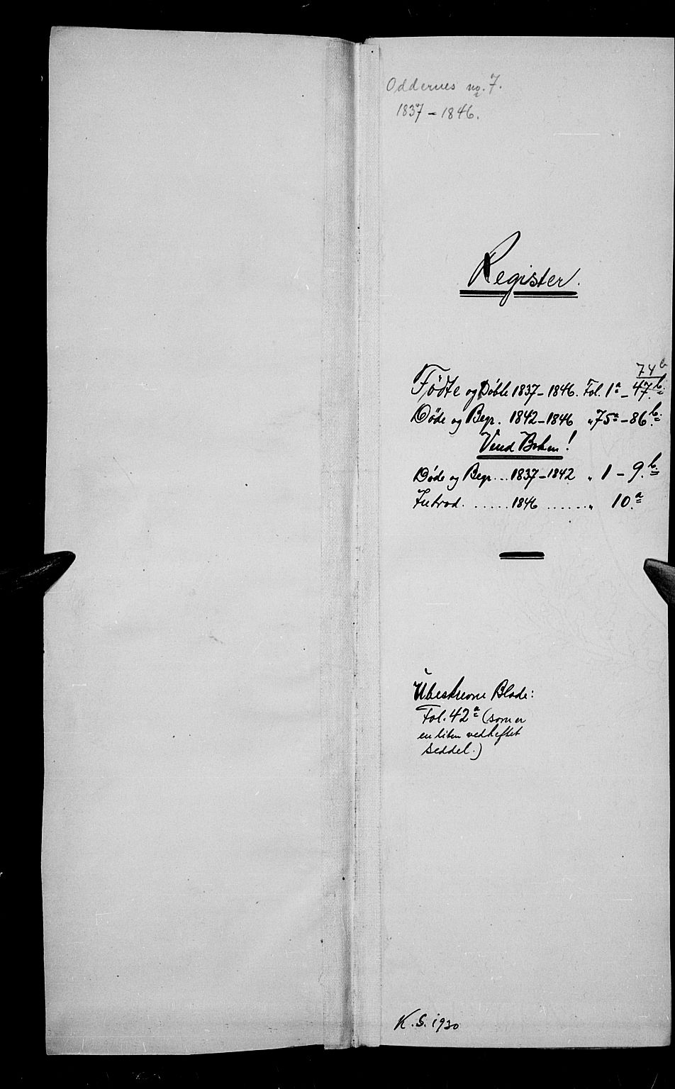 Oddernes sokneprestkontor, SAK/1111-0033/F/Fb/Fba/L0004: Klokkerbok nr. B 4, 1837-1846