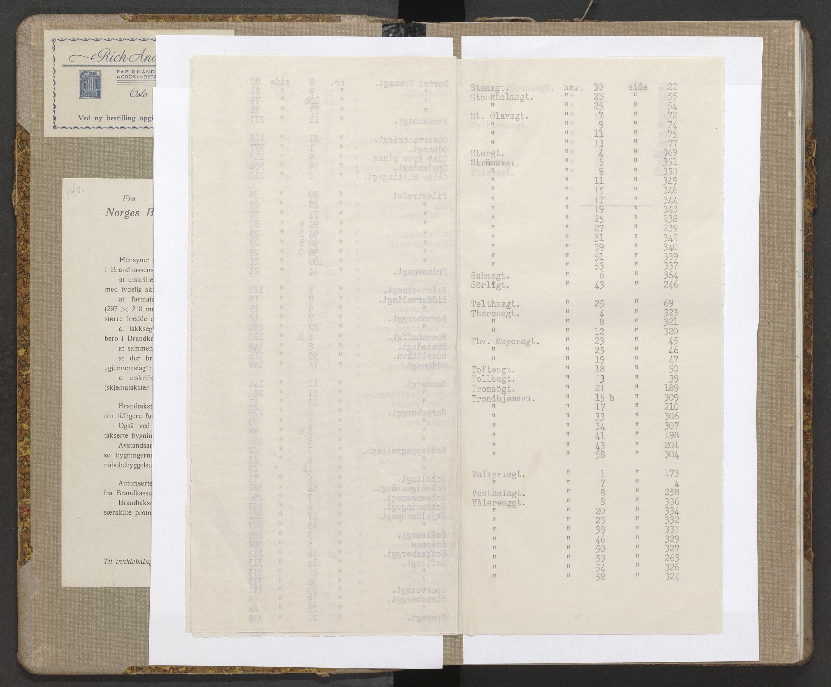 Norges brannkasse, branntakster Oslo, AV/SAO-A-11402/F/Fb/L0009: Branntakstprotokoll, 1943-1946