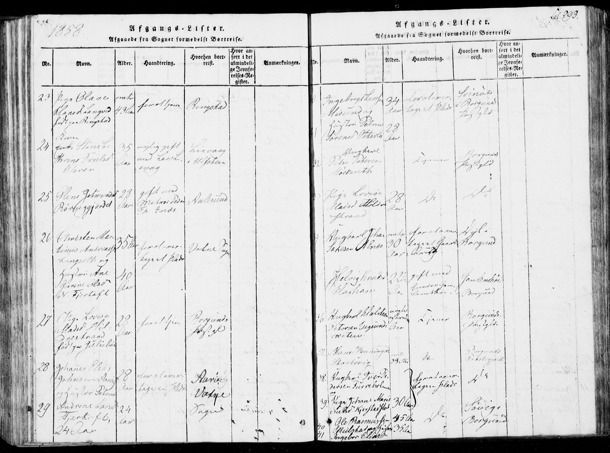 Ministerialprotokoller, klokkerbøker og fødselsregistre - Møre og Romsdal, AV/SAT-A-1454/537/L0517: Ministerialbok nr. 537A01, 1818-1862, s. 293