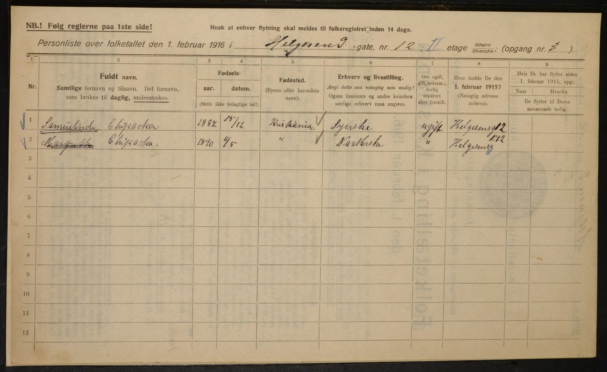 OBA, Kommunal folketelling 1.2.1916 for Kristiania, 1916, s. 38300