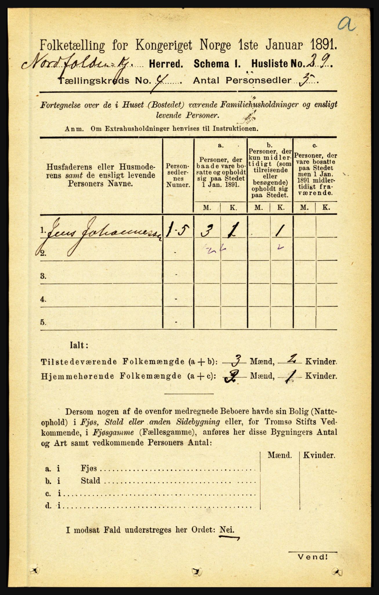 RA, Folketelling 1891 for 1846 Nordfold-Kjerringøy herred, 1891, s. 929