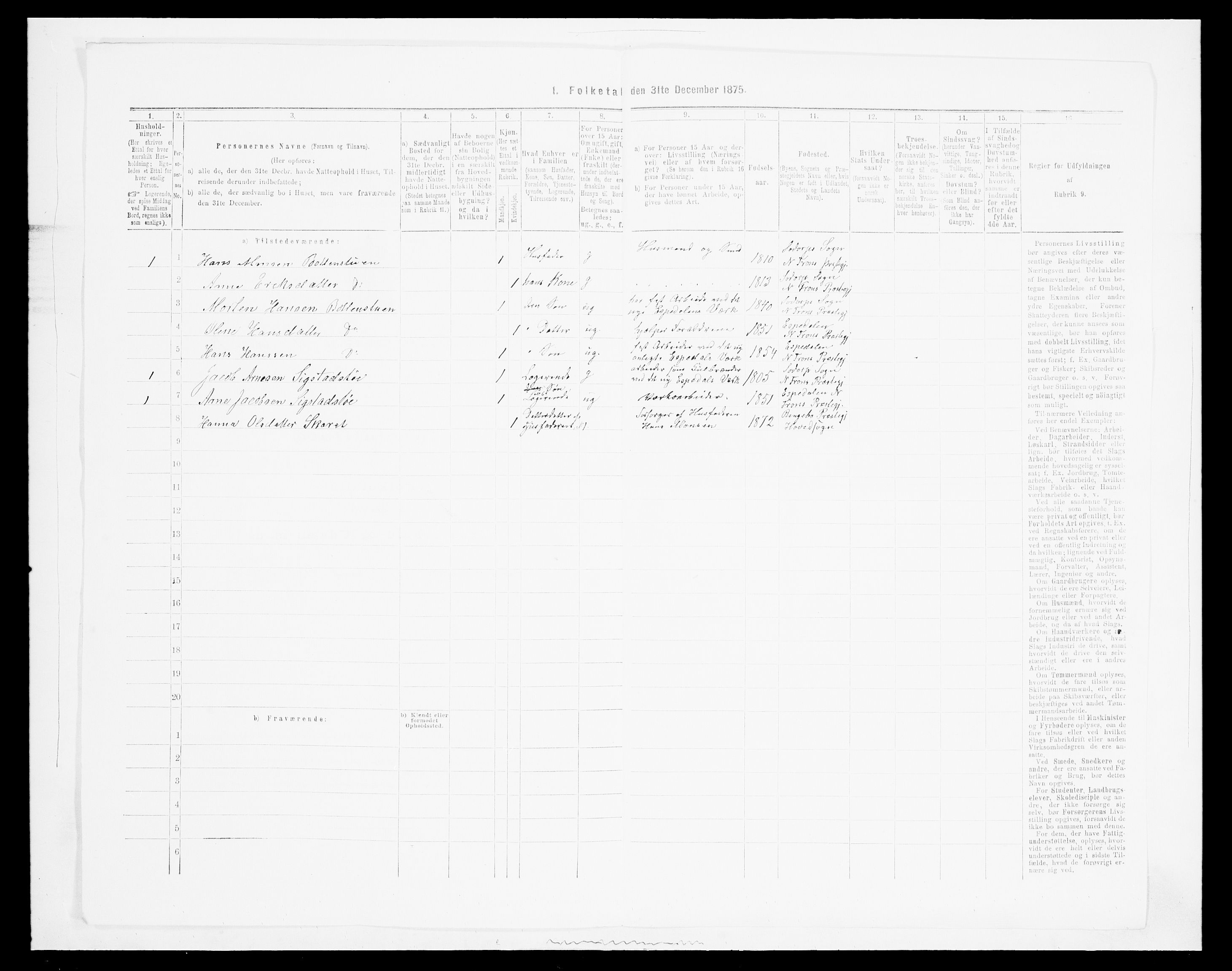 SAH, Folketelling 1875 for 0518P Nord-Fron prestegjeld, 1875, s. 134