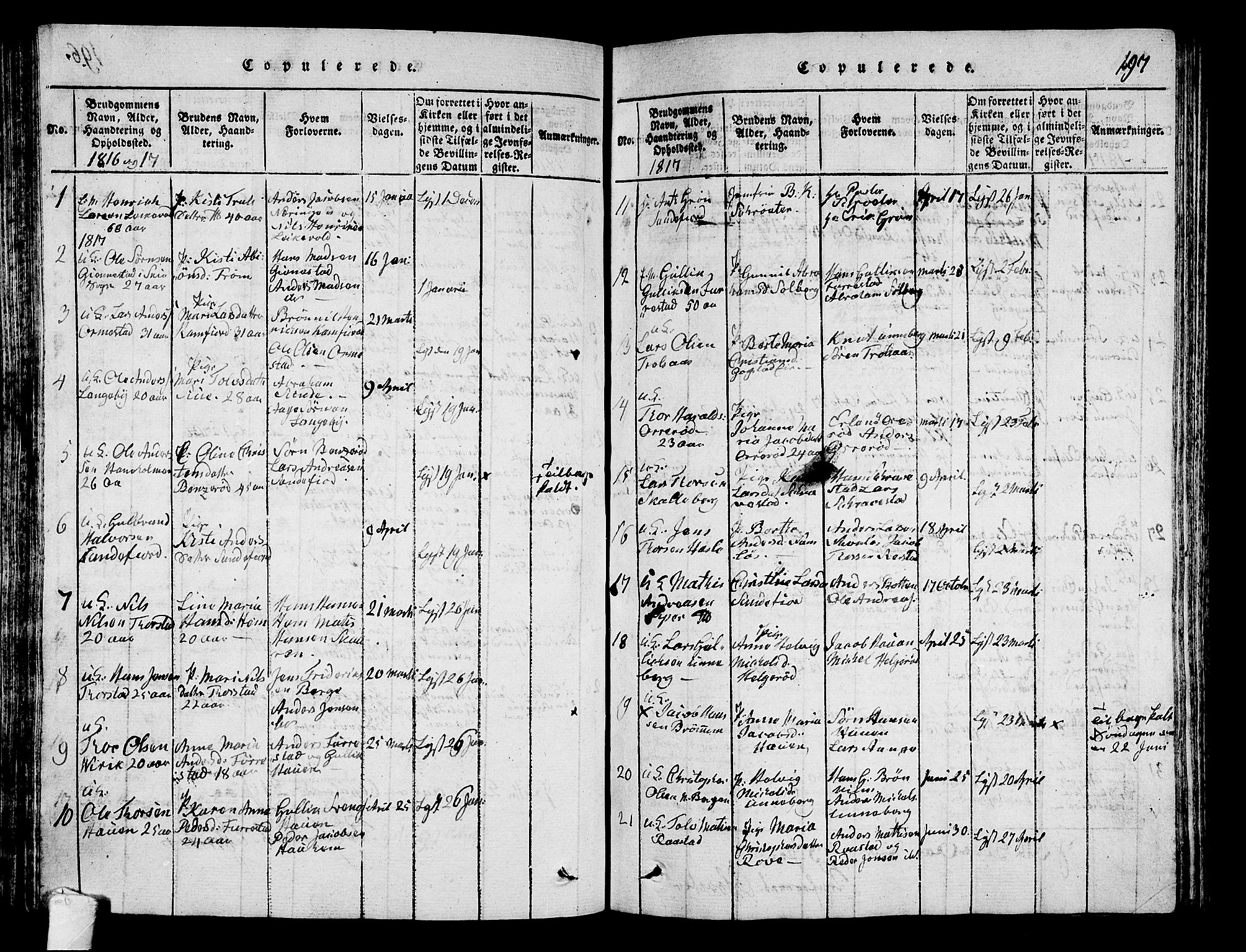 Sandar kirkebøker, AV/SAKO-A-243/G/Ga/L0001: Klokkerbok nr. 1, 1814-1835, s. 197